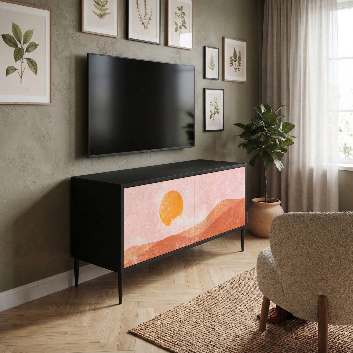 LUMINOUS SUNLIGHT Compact 2-Door TV Cabinet