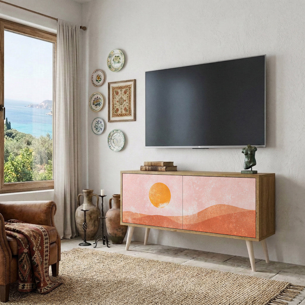 LUMINOUS SUNLIGHT Mueble de TV Compacto de 2 puertas