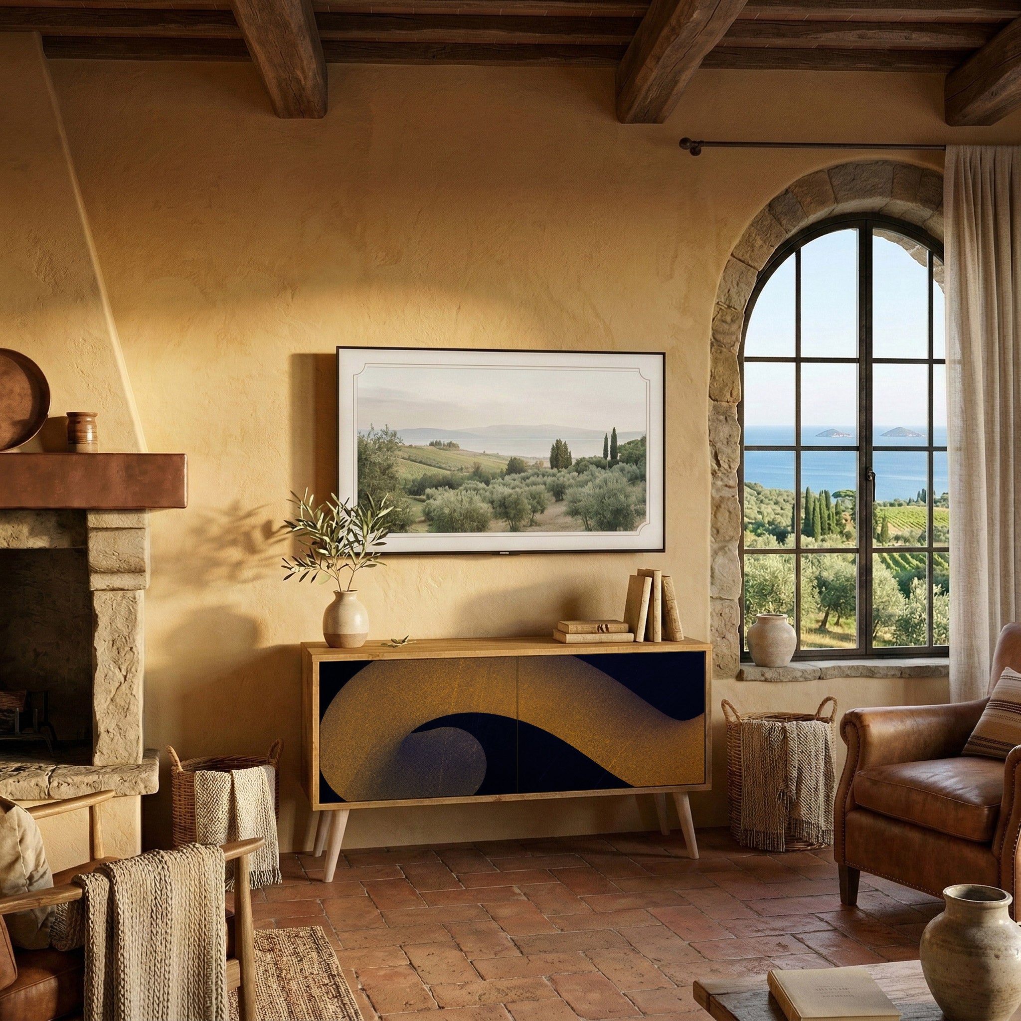 HOLLOW TIME Mueble de TV Compacto de 2 puertas