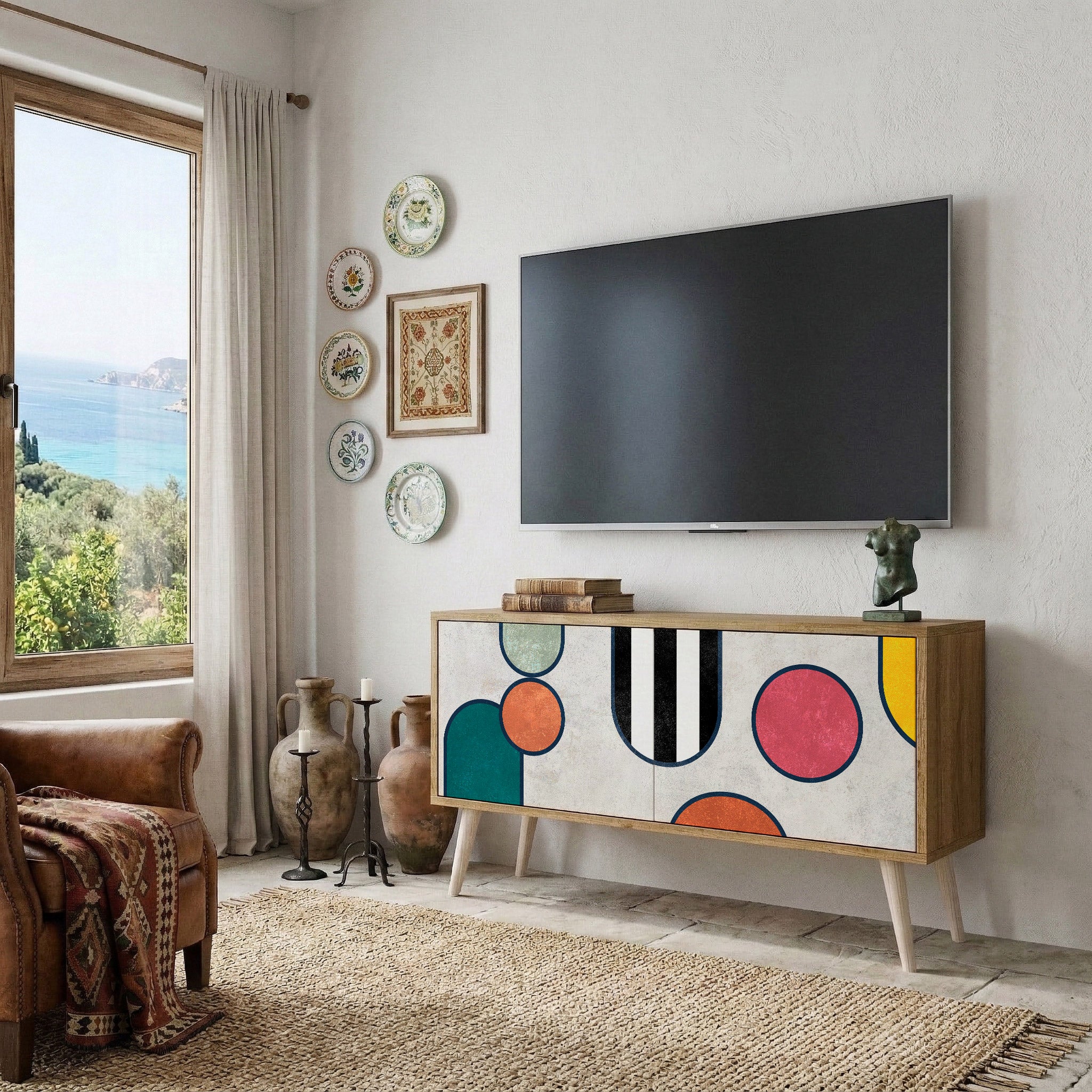 COOL STORY Mueble de TV Compacto de 2 puertas