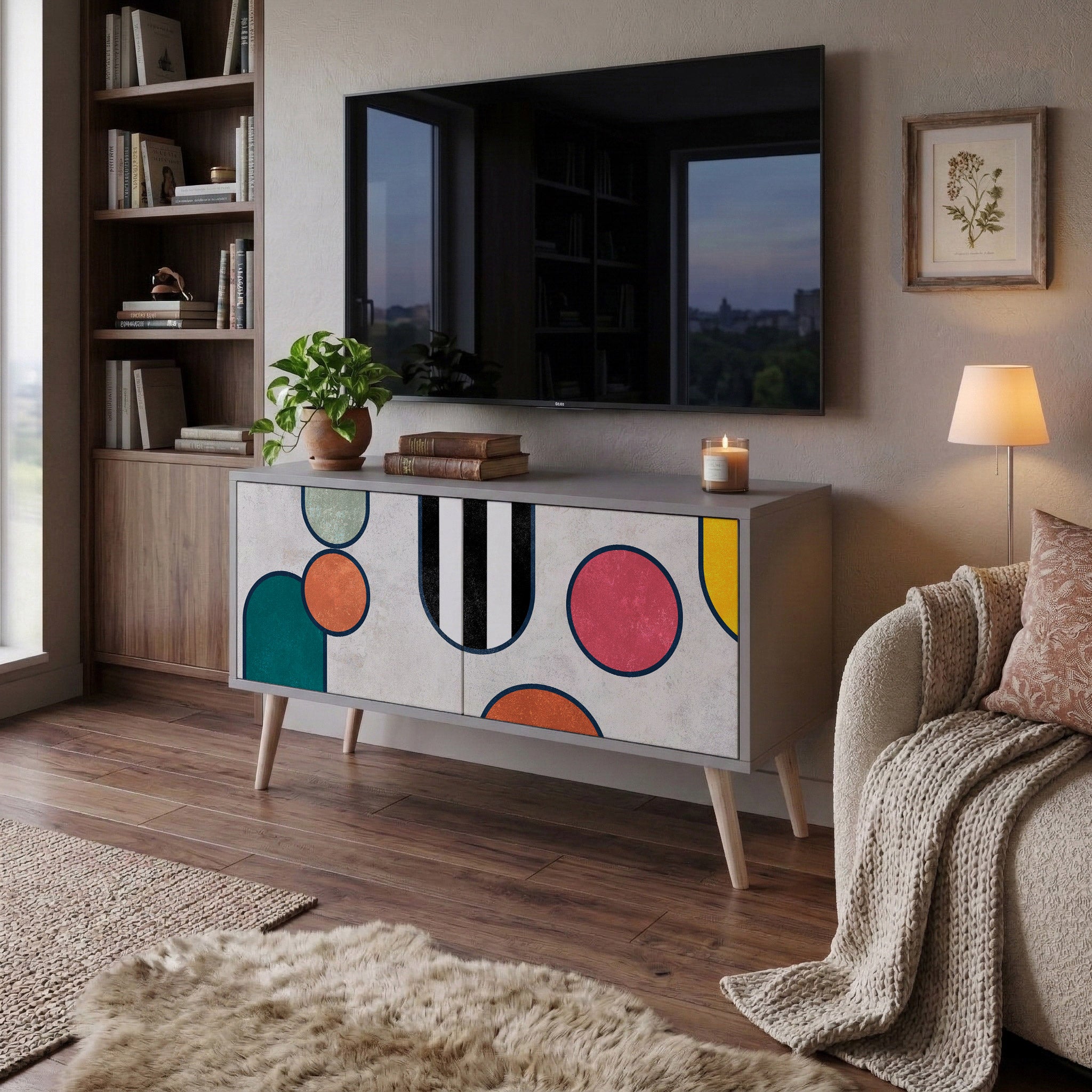 COOL STORY Mueble de TV Compacto de 2 puertas