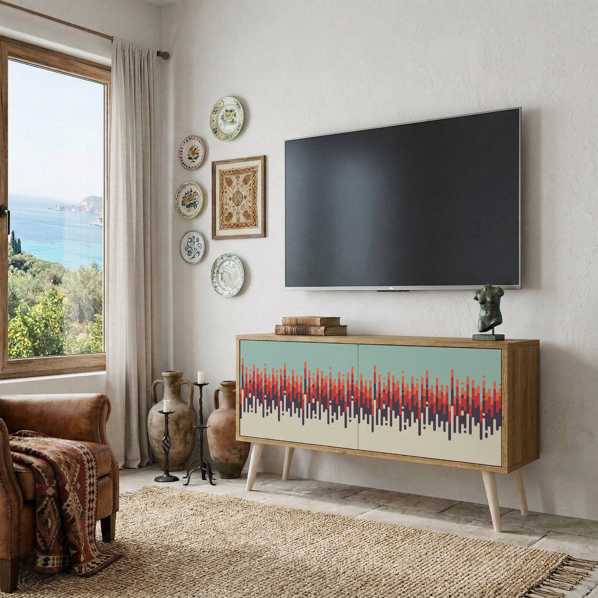 CHROMA CONTOURS Mueble de TV Compacto de 2 puertas