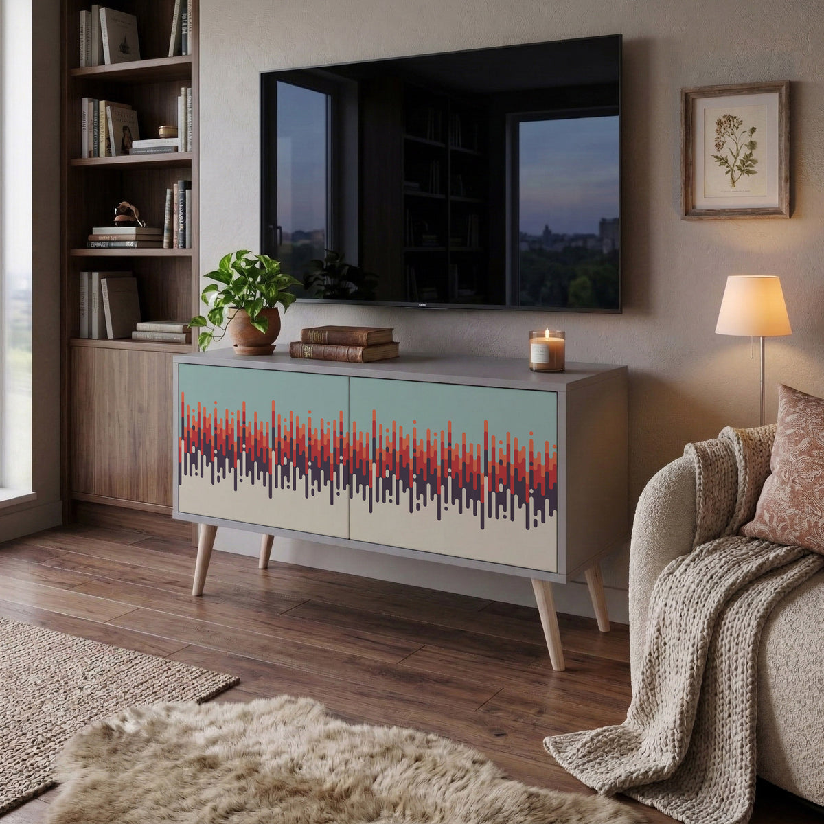 CHROMA CONTOURS Mueble de TV Compacto de 2 puertas