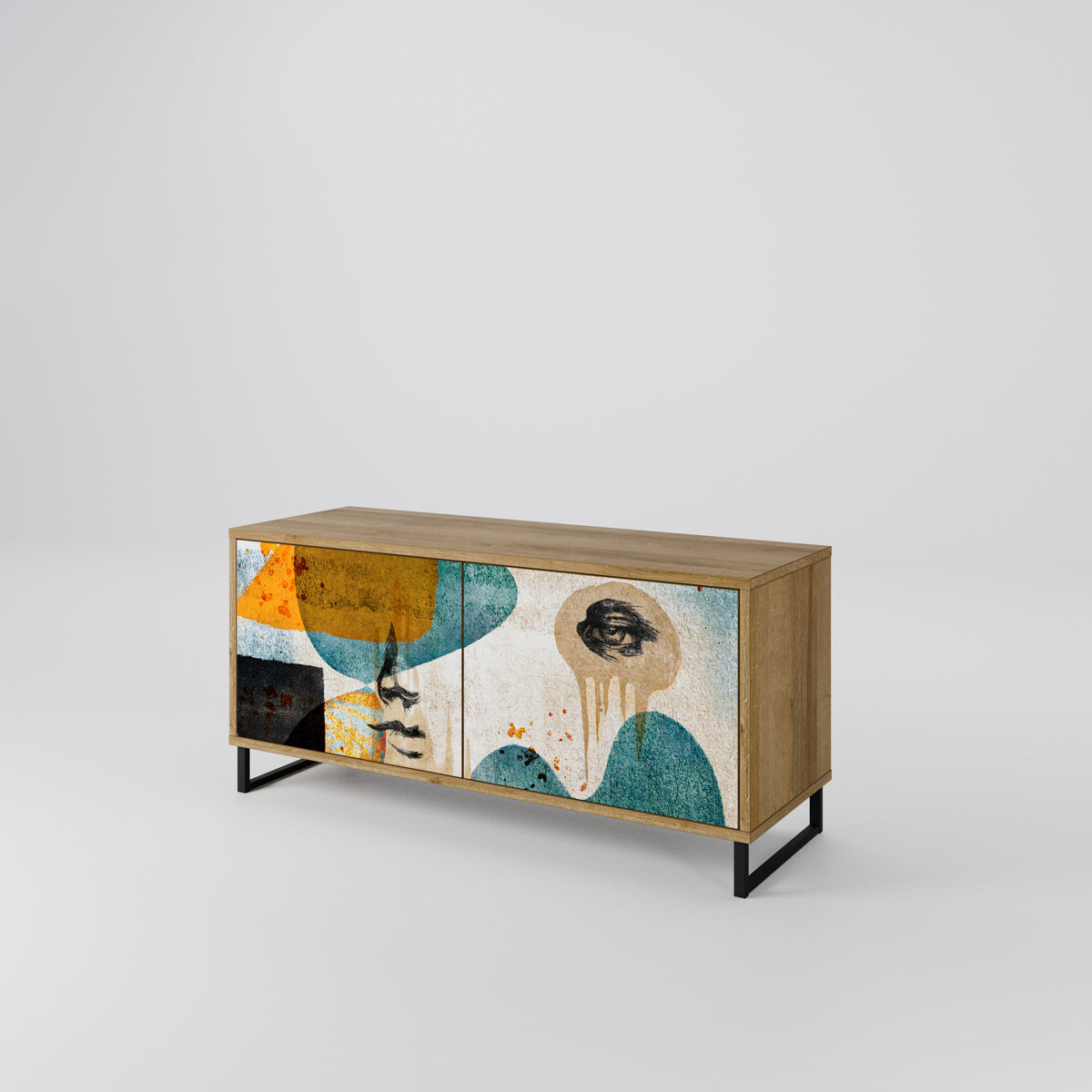 ABSTRACT FACES Mueble de TV Compacto de 2 puertas