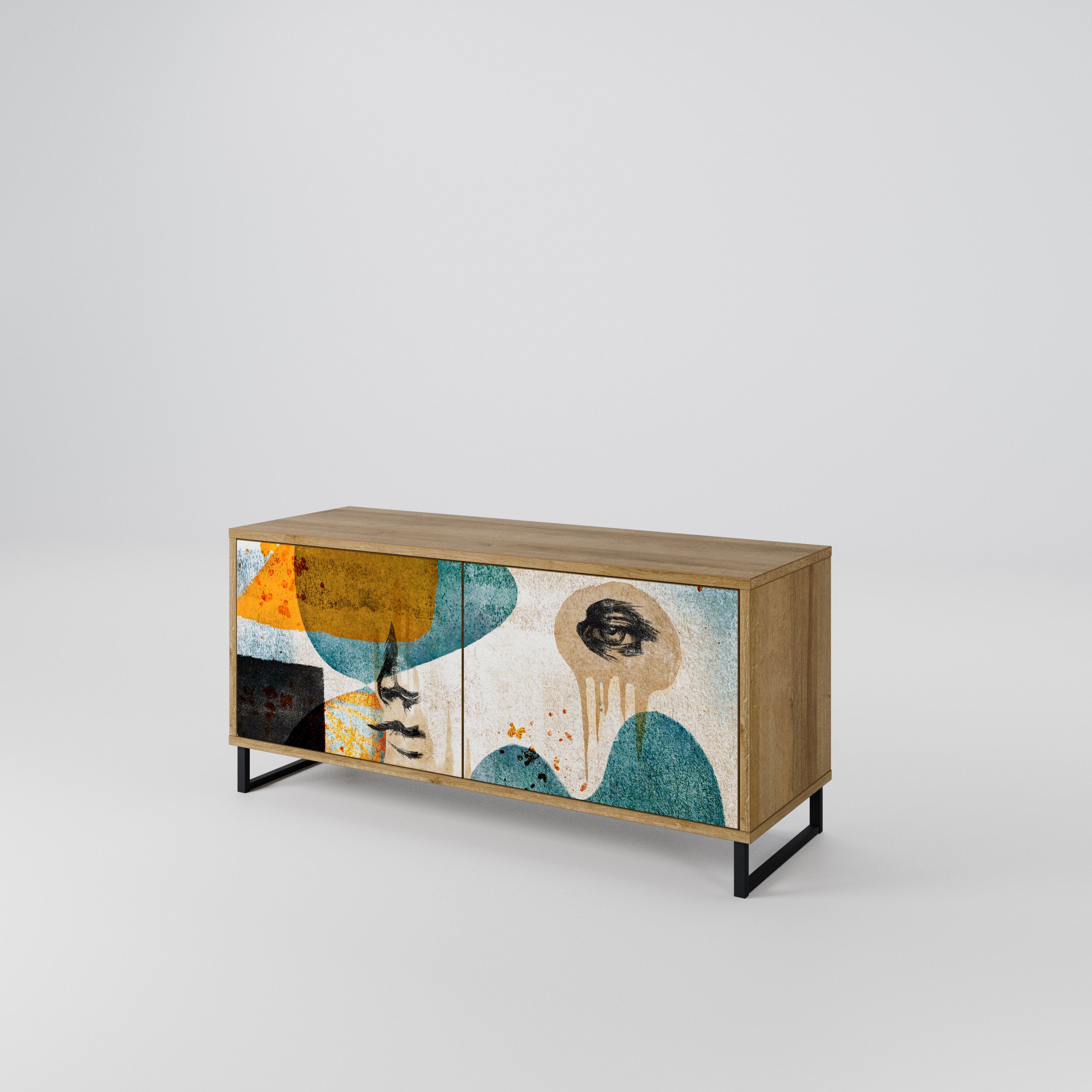 ABSTRACT FACES Mueble de TV Compacto de 2 puertas
