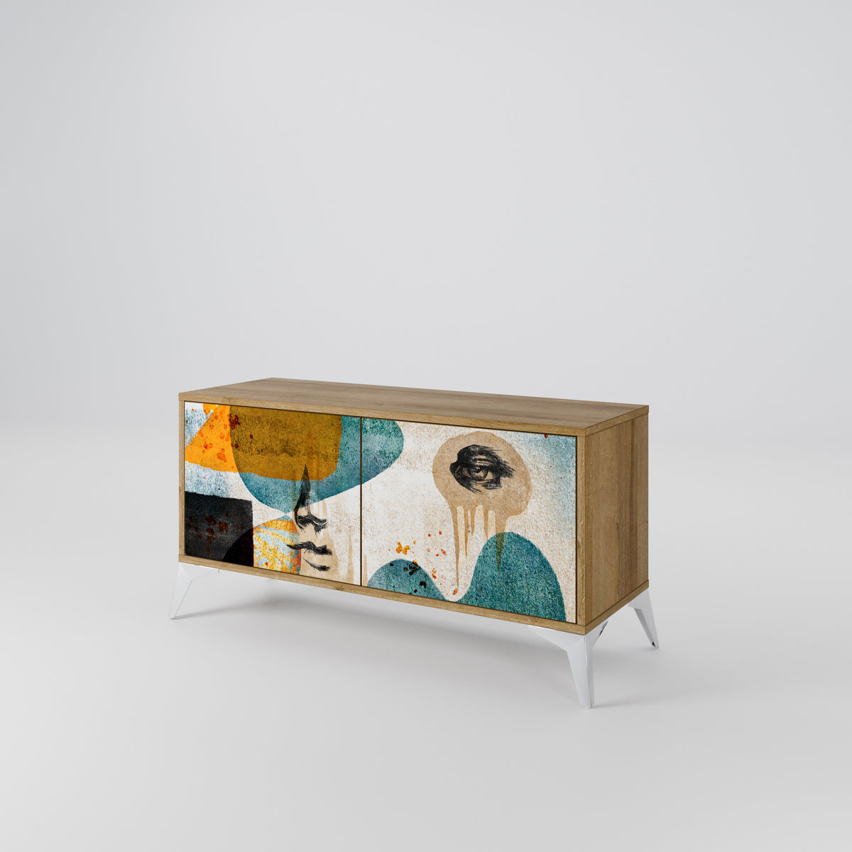 ABSTRACT FACES Mueble de TV Compacto de 2 puertas