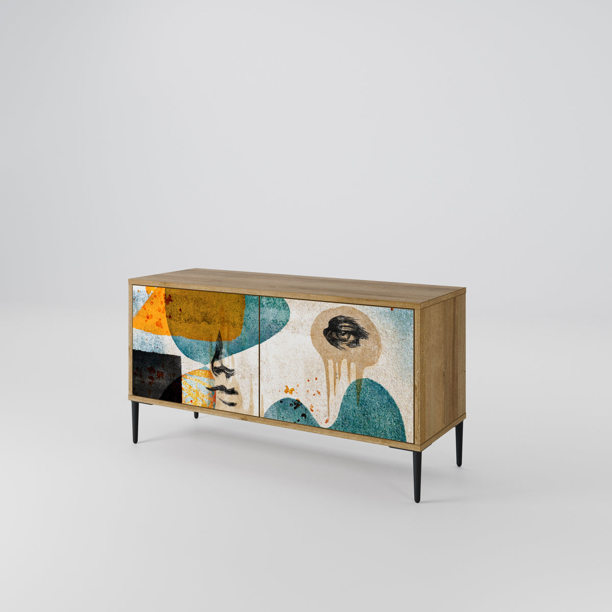 ABSTRACT FACES Mueble de TV Compacto de 2 puertas