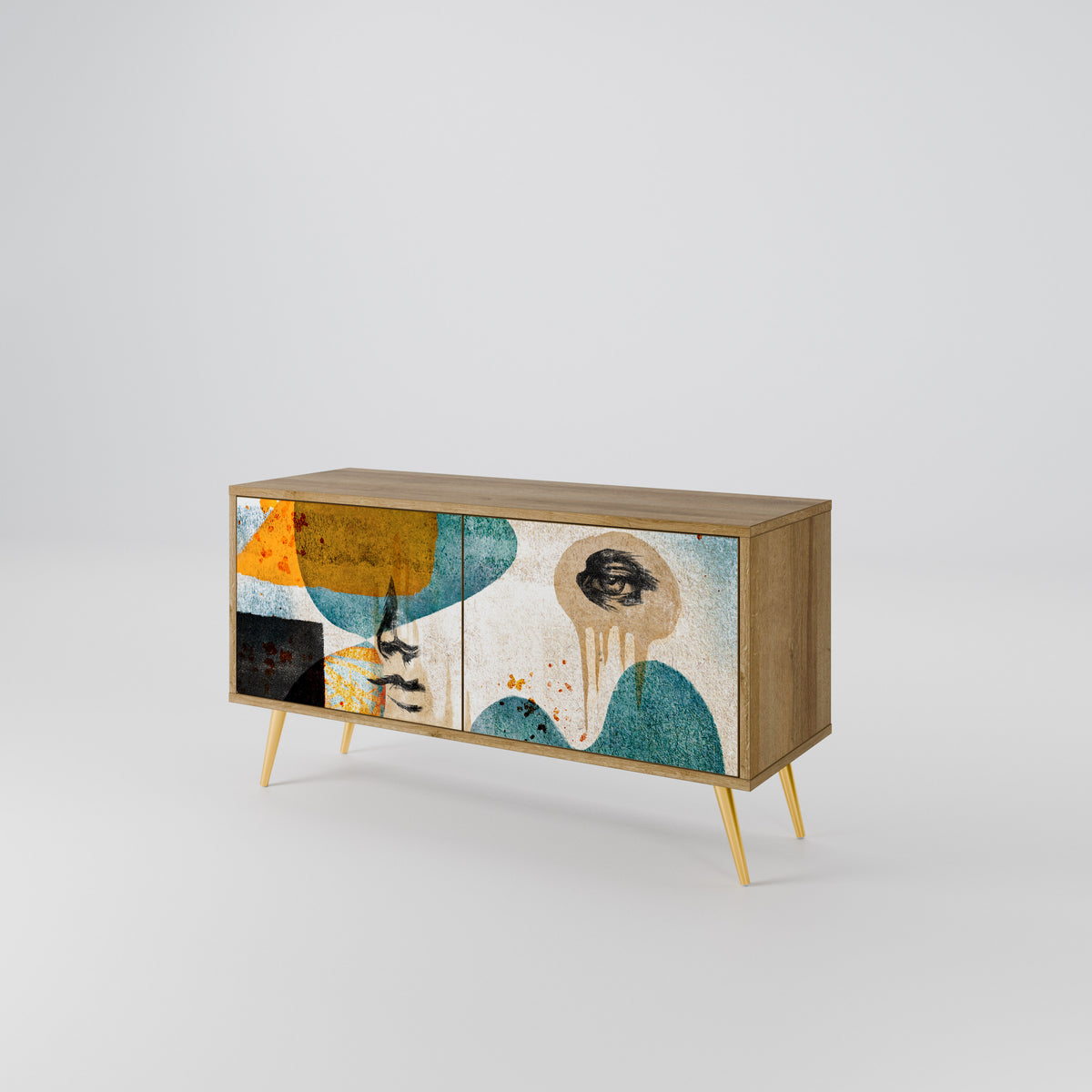 ABSTRACT FACES Mueble de TV Compacto de 2 puertas