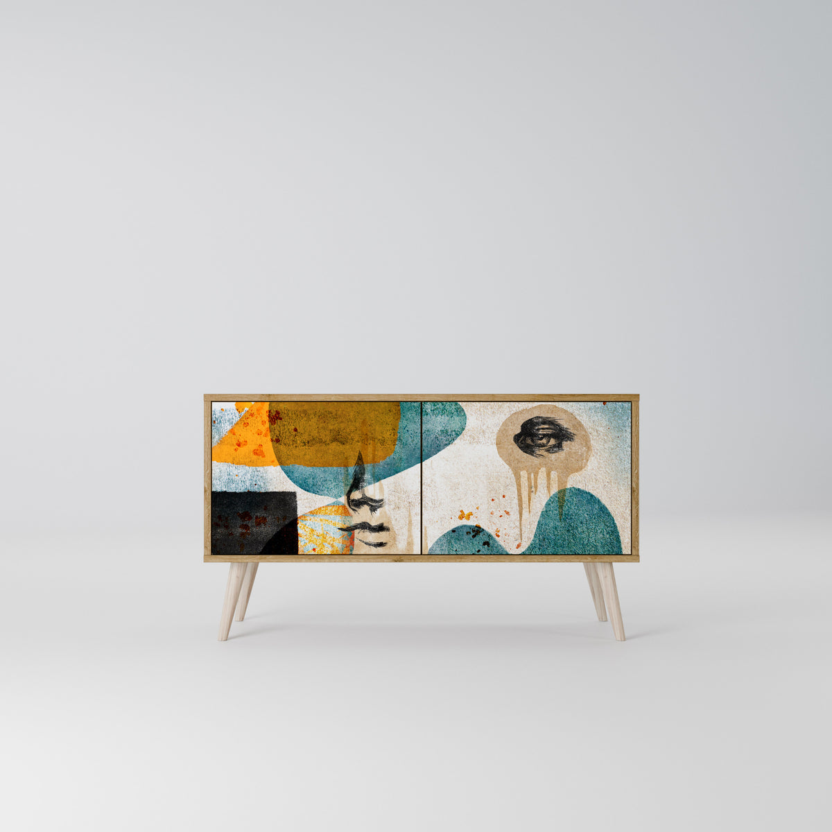 ABSTRACT FACES Mueble de TV Compacto de 2 puertas