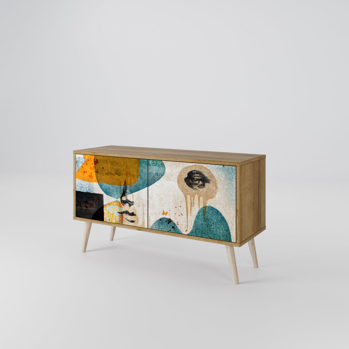 ABSTRACT FACES Mueble de TV Compacto de 2 puertas