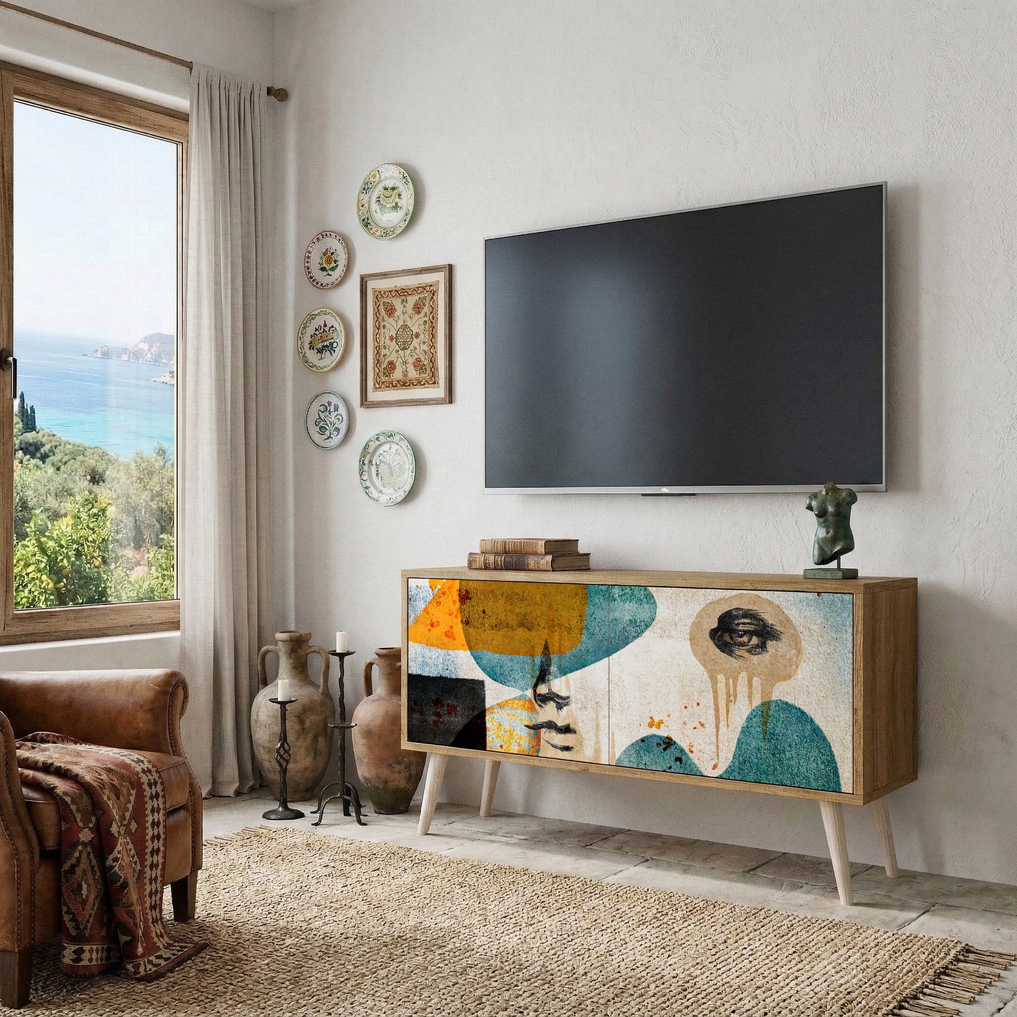 ABSTRACT FACES Mueble de TV Compacto de 2 puertas