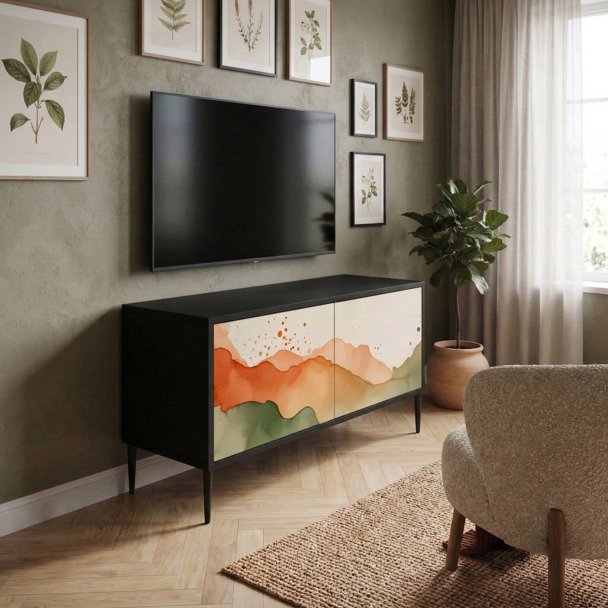 WATERCOLOUR PEAKS Mueble de TV Compacto de 2 puertas