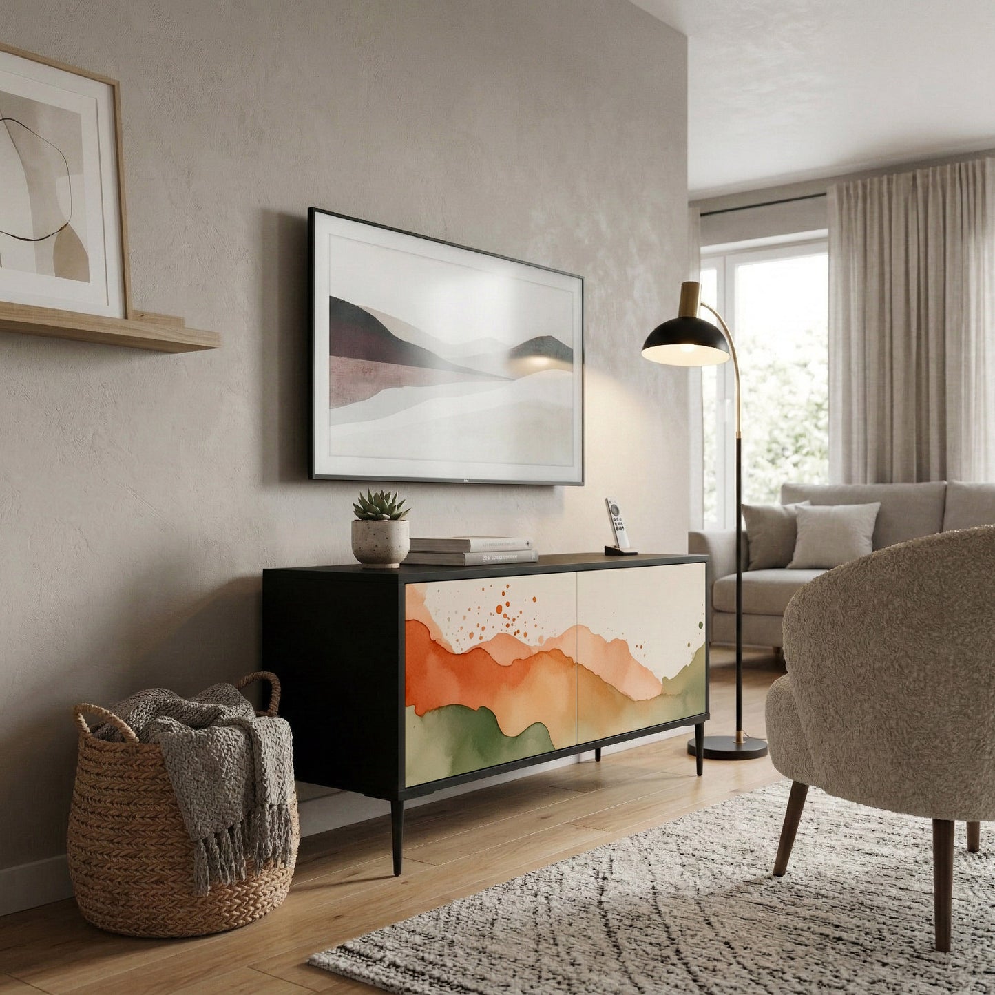 WATERCOLOUR PEAKS Mueble de TV Compacto de 2 puertas