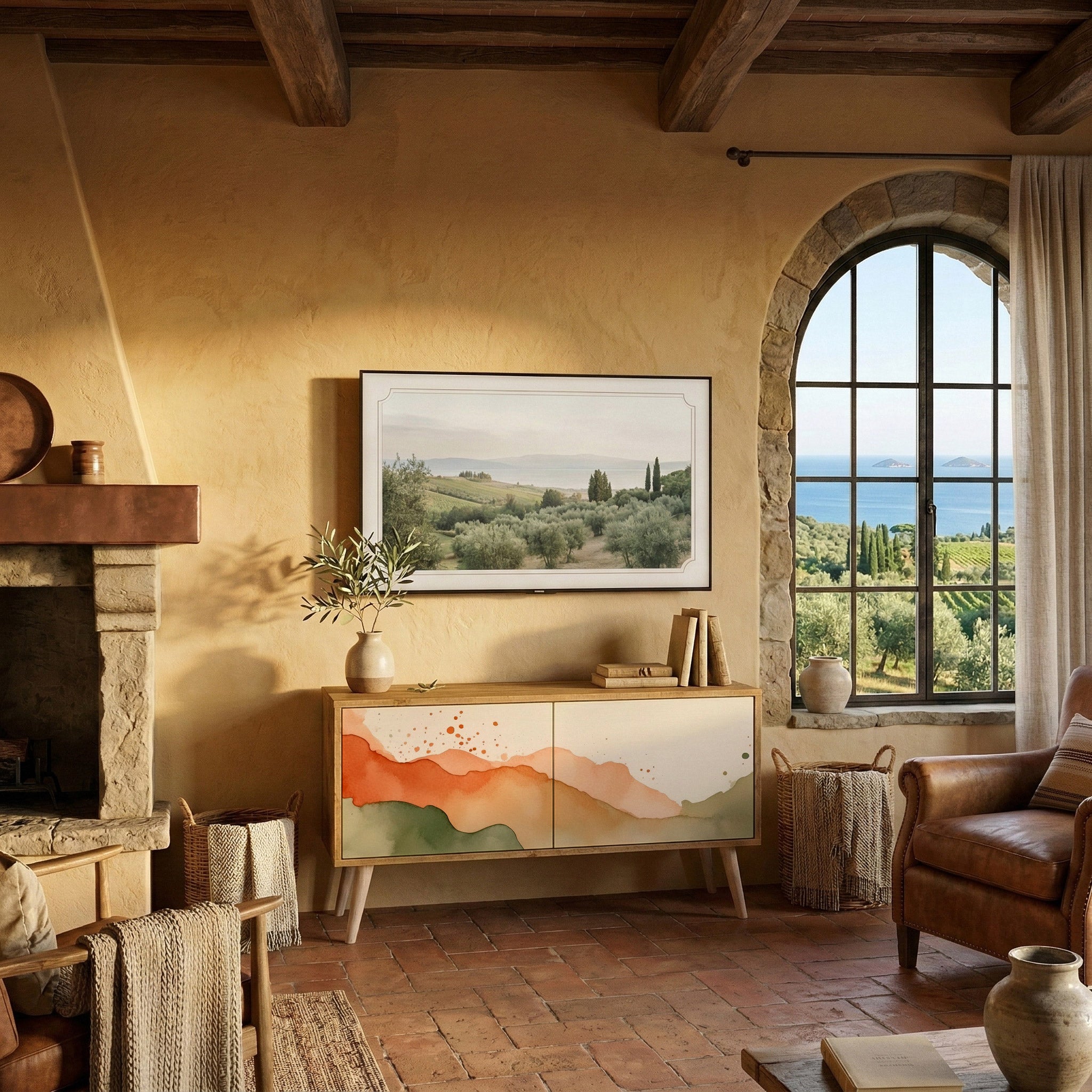 WATERCOLOUR PEAKS Mueble de TV Compacto de 2 puertas