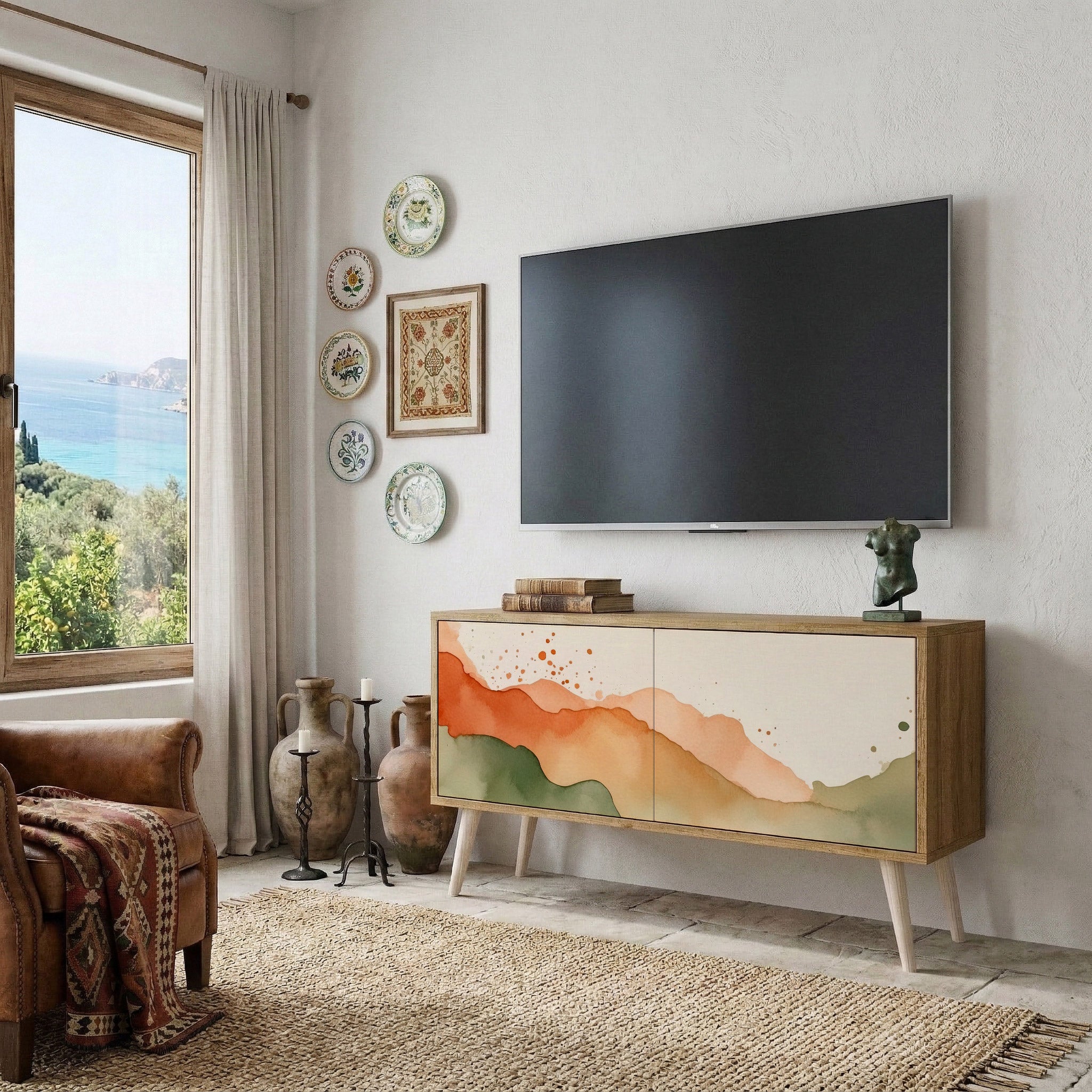 WATERCOLOUR PEAKS Mueble de TV Compacto de 2 puertas