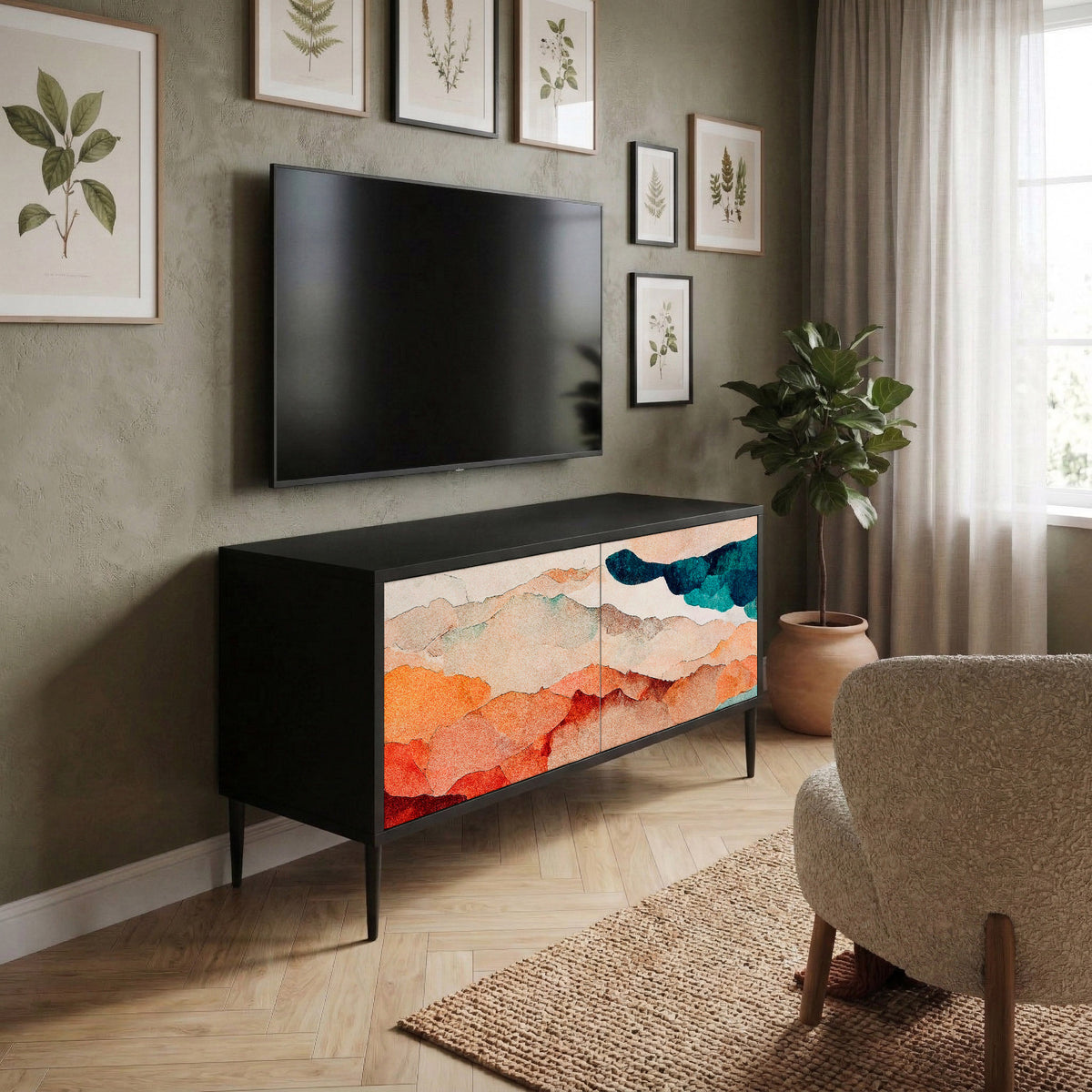 ABSTRACT LANDSCAPE Mueble de TV Compacto de 2 puertas