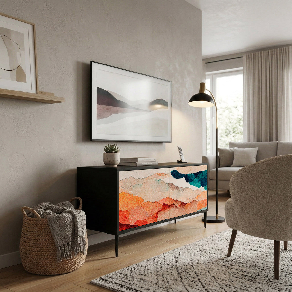ABSTRACT LANDSCAPE Mueble de TV Compacto de 2 puertas