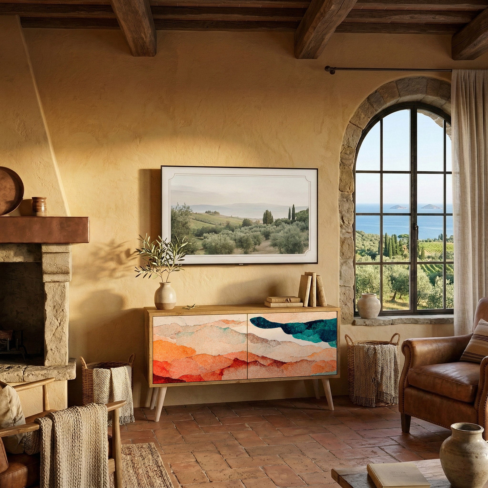 ABSTRACT LANDSCAPE Mueble de TV Compacto de 2 puertas