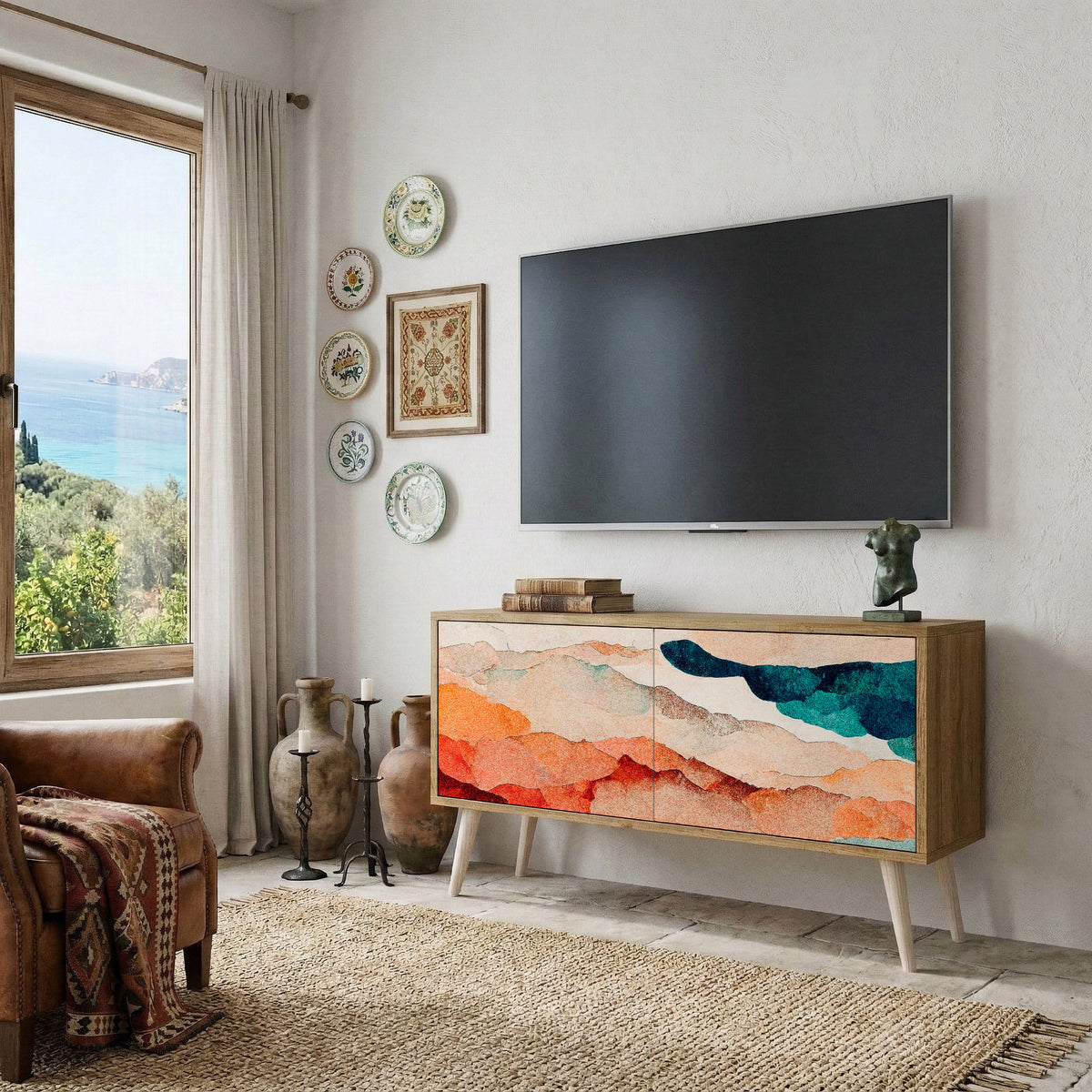 ABSTRACT LANDSCAPE Mueble de TV Compacto de 2 puertas