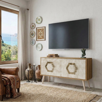 HEXAGONAL SHAPES Compact 2-Door TV Cabinet