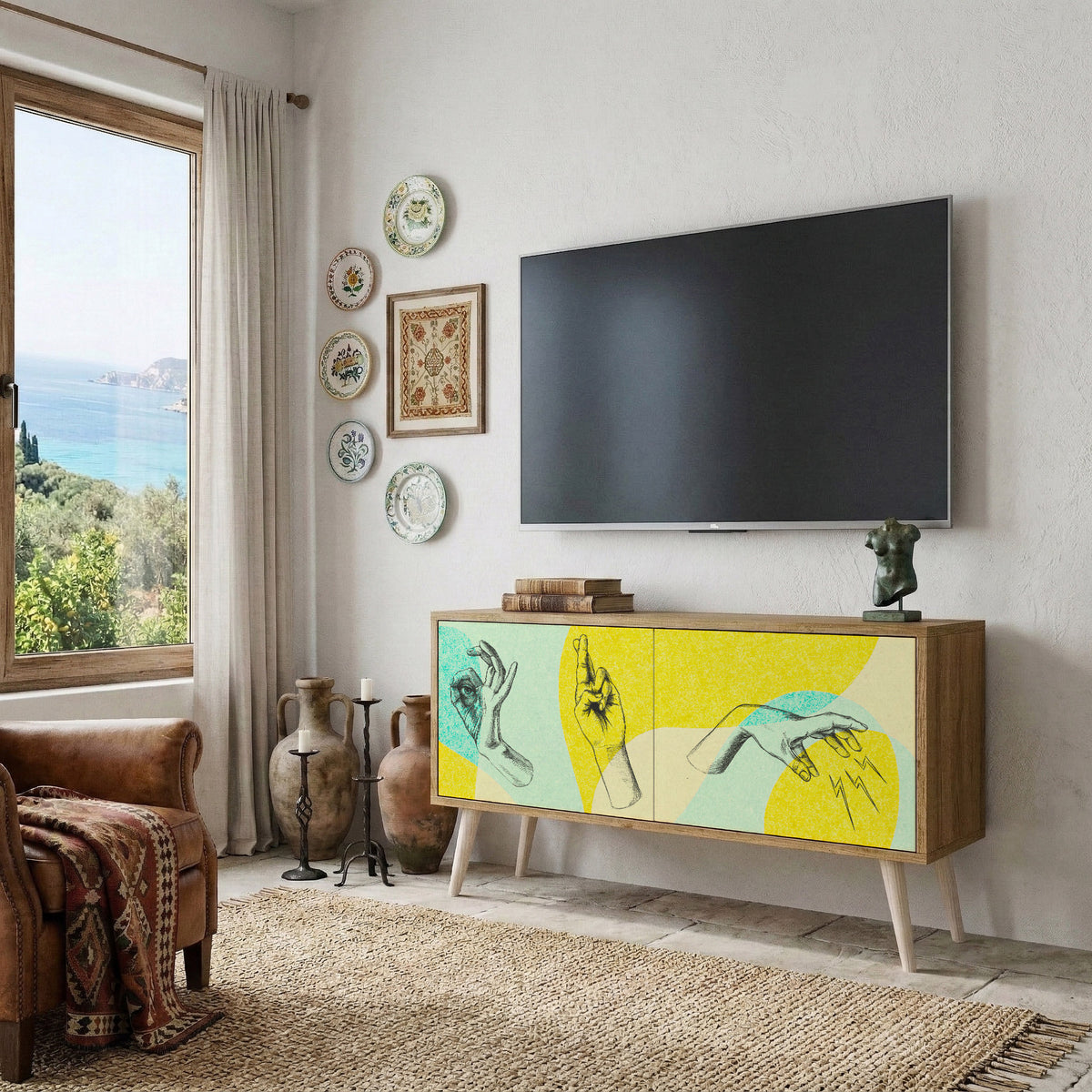 BODY LANGUAGE Mueble de TV Compacto de 2 puertas