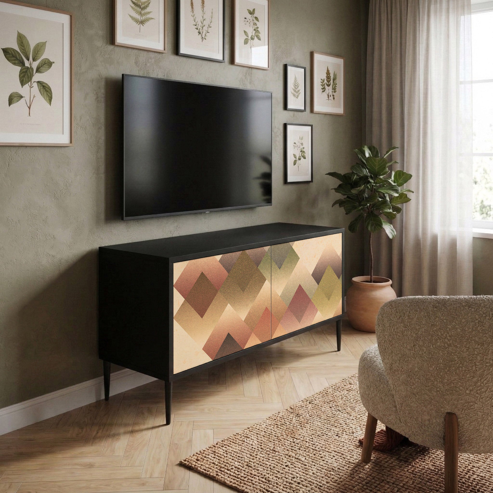 GEOMETRIC FUSION Mueble de TV Compacto de 2 puertas