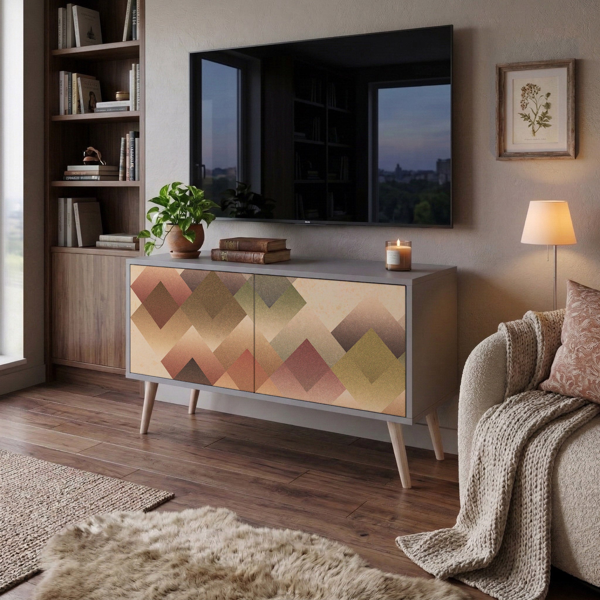 GEOMETRIC FUSION Mueble de TV Compacto de 2 puertas