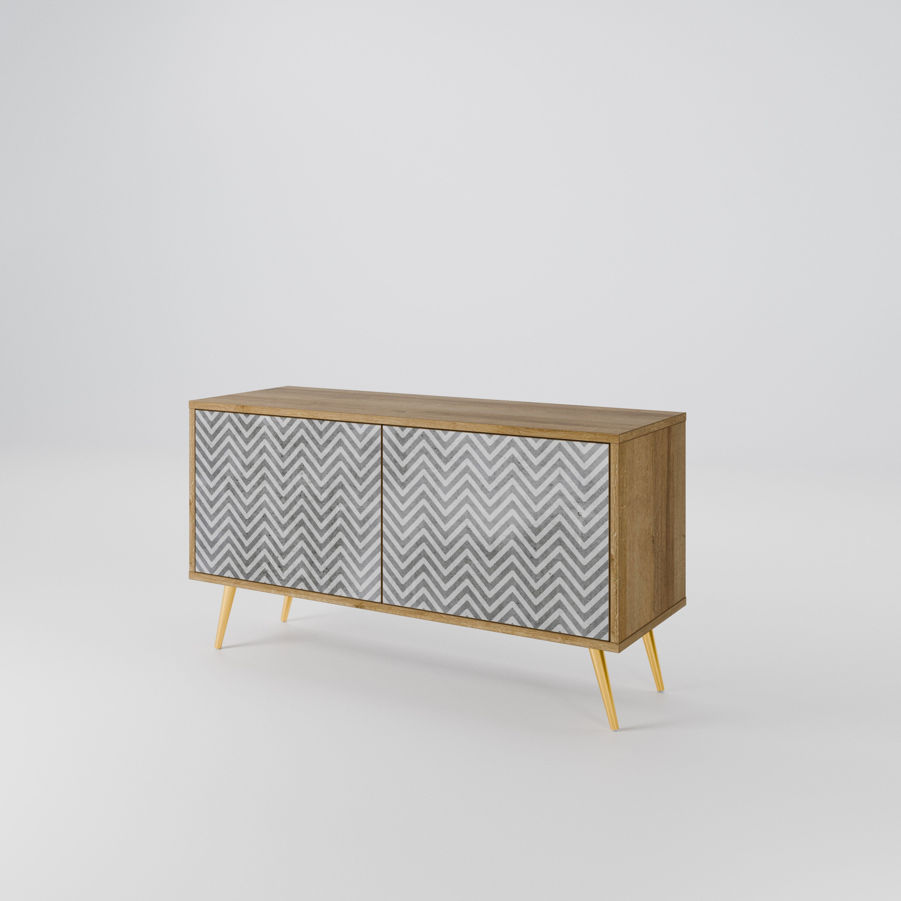 CONCRETE ZIG ZAG Compact 2-Door TV Cabinet