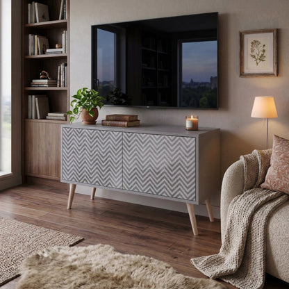 CONCRETE ZIG ZAG Mueble de TV Compacto de 2 puertas