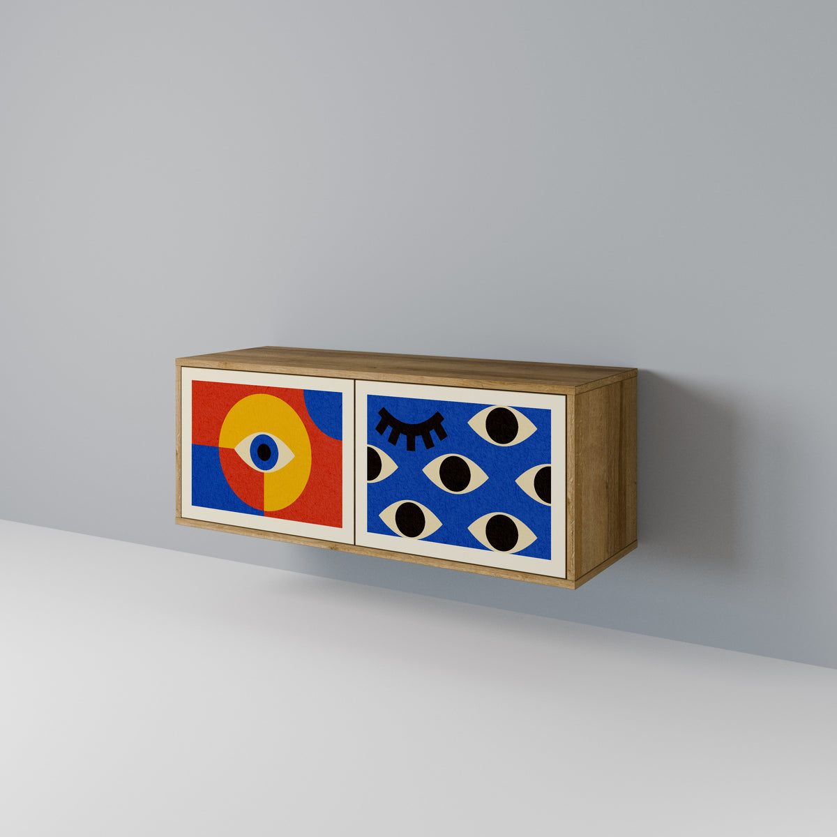 GEOMETRIC EYES Mueble de TV Compacto de 2 puertas