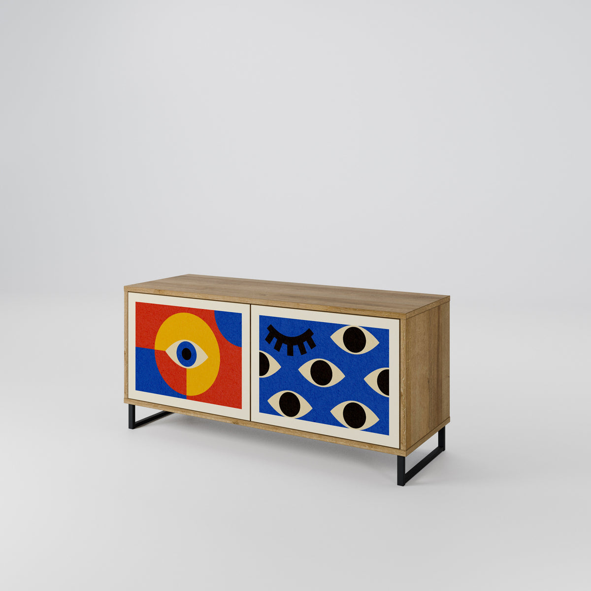GEOMETRIC EYES Mueble de TV Compacto de 2 puertas
