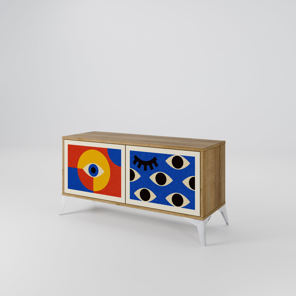 GEOMETRIC EYES Mueble de TV Compacto de 2 puertas