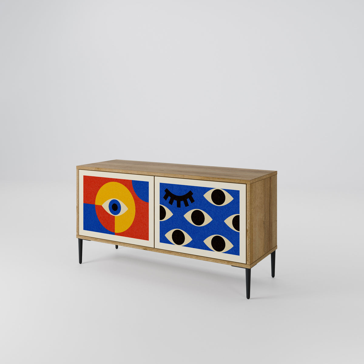 GEOMETRIC EYES Mueble de TV Compacto de 2 puertas