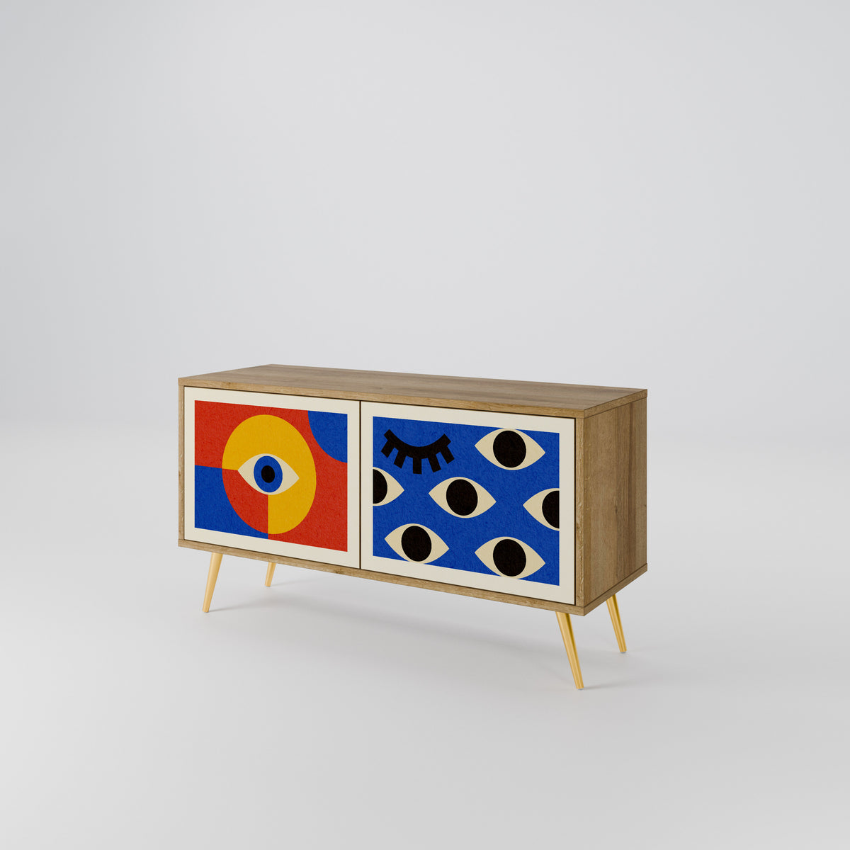 GEOMETRIC EYES Mueble de TV Compacto de 2 puertas