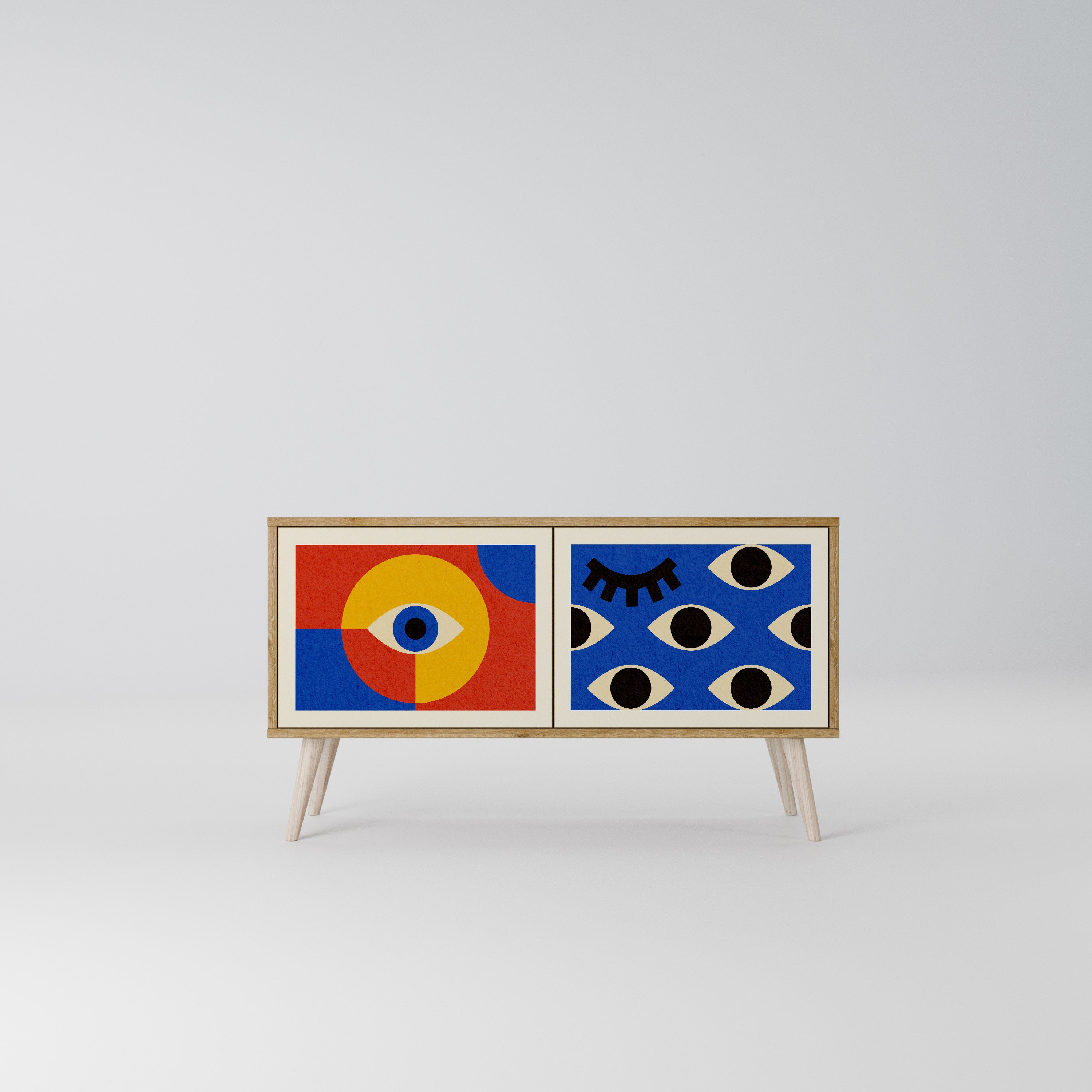 GEOMETRIC EYES Mueble de TV Compacto de 2 puertas