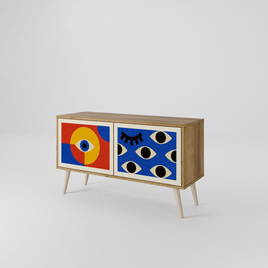 GEOMETRIC EYES Mueble de TV Compacto de 2 puertas
