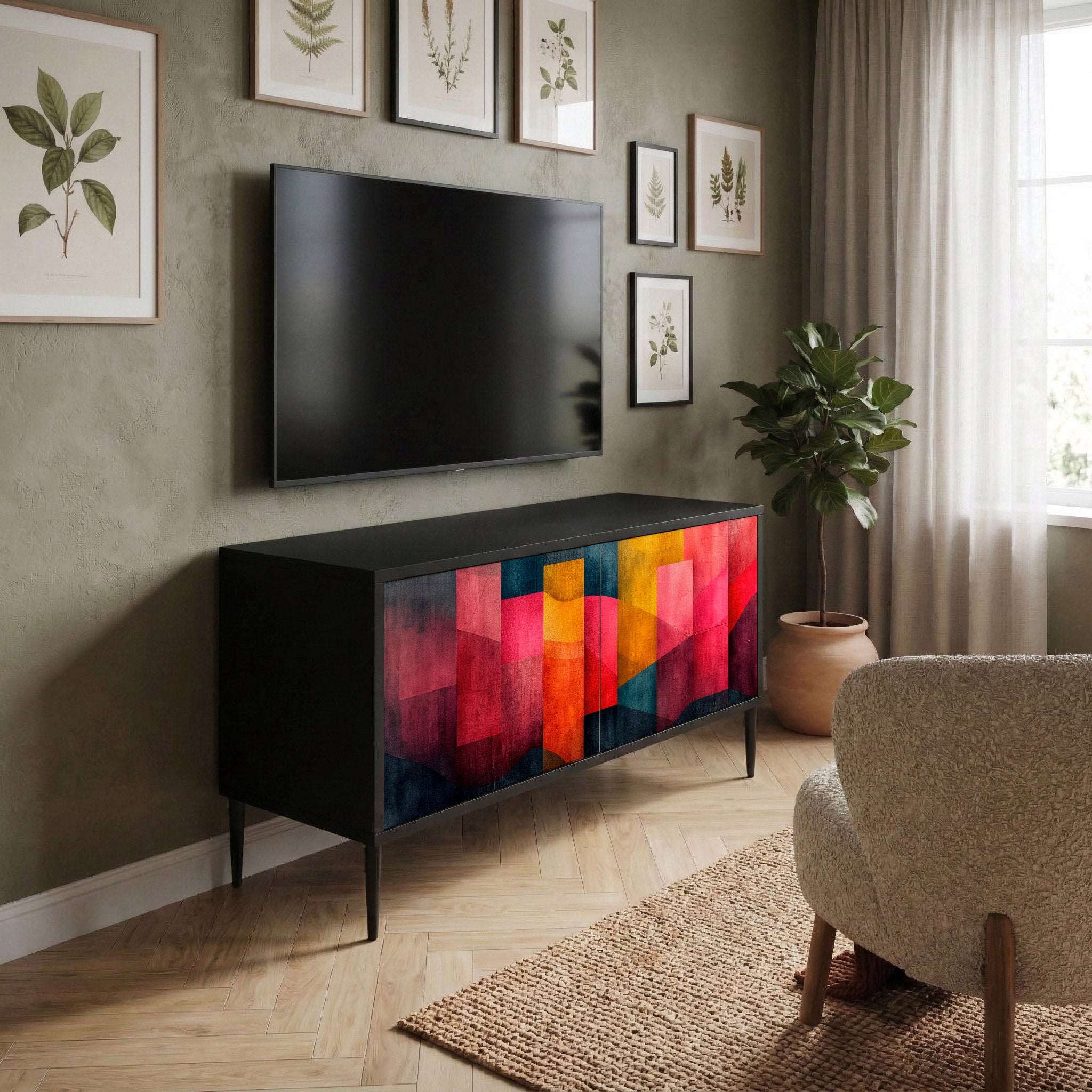 COLORFUL SOUNDS Mueble de TV Compacto de 2 puertas