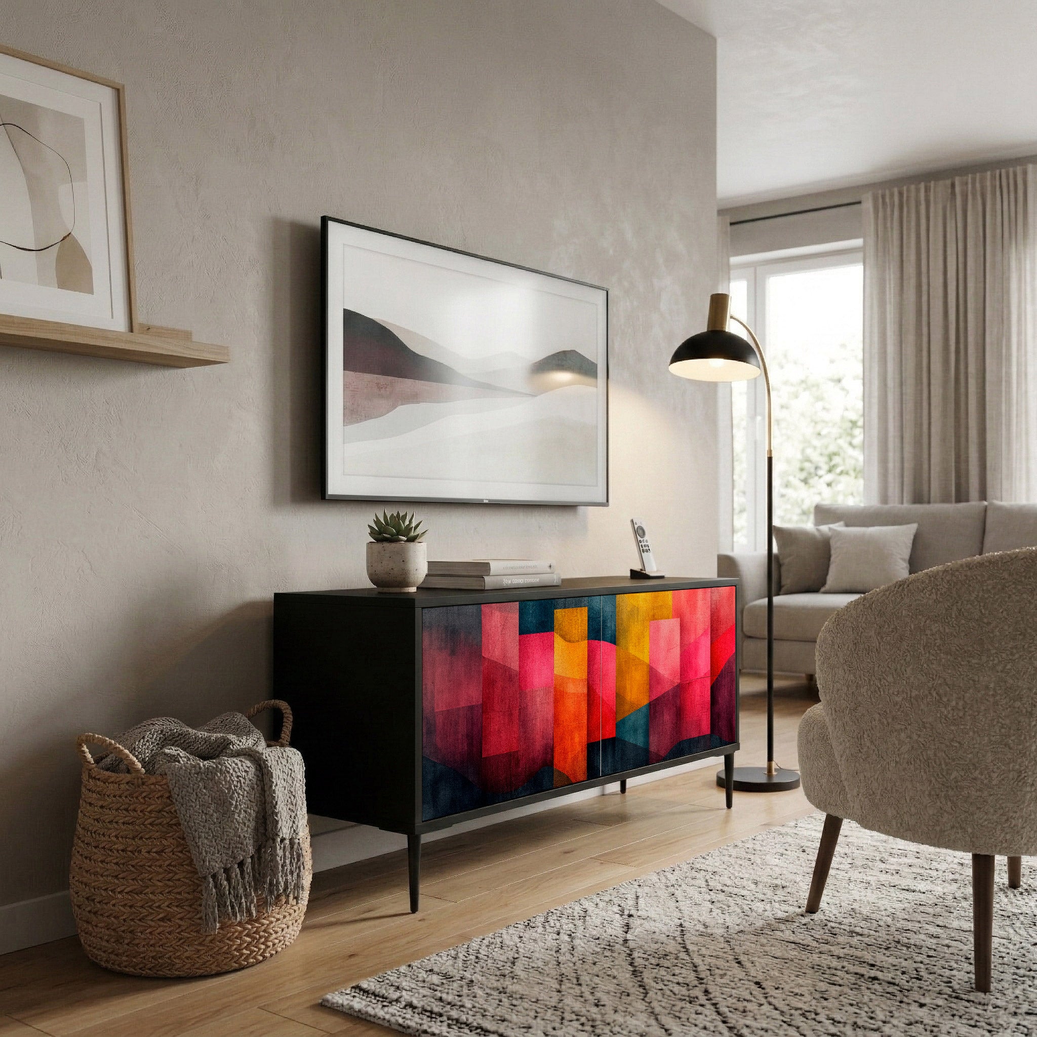 COLORFUL SOUNDS Mueble de TV Compacto de 2 puertas