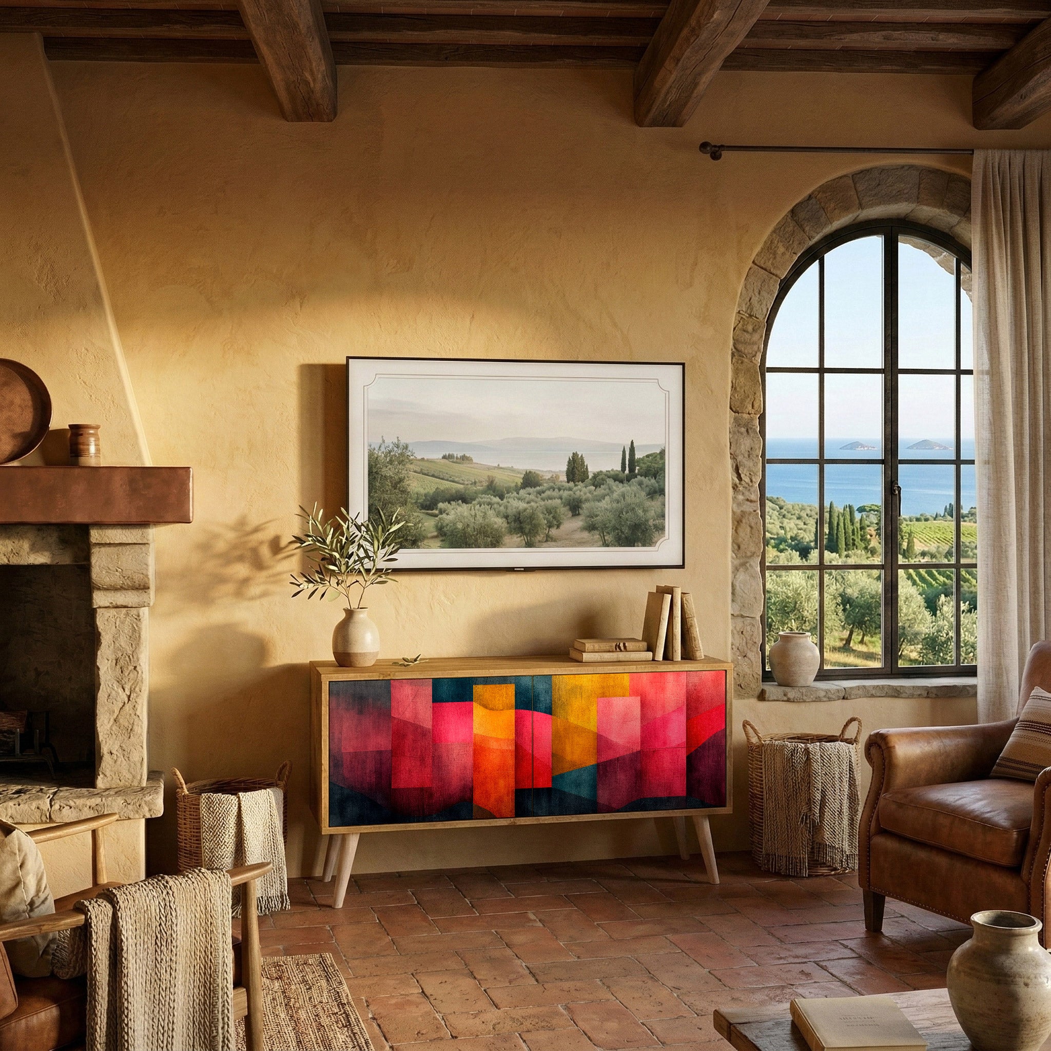 COLORFUL SOUNDS Mueble de TV Compacto de 2 puertas