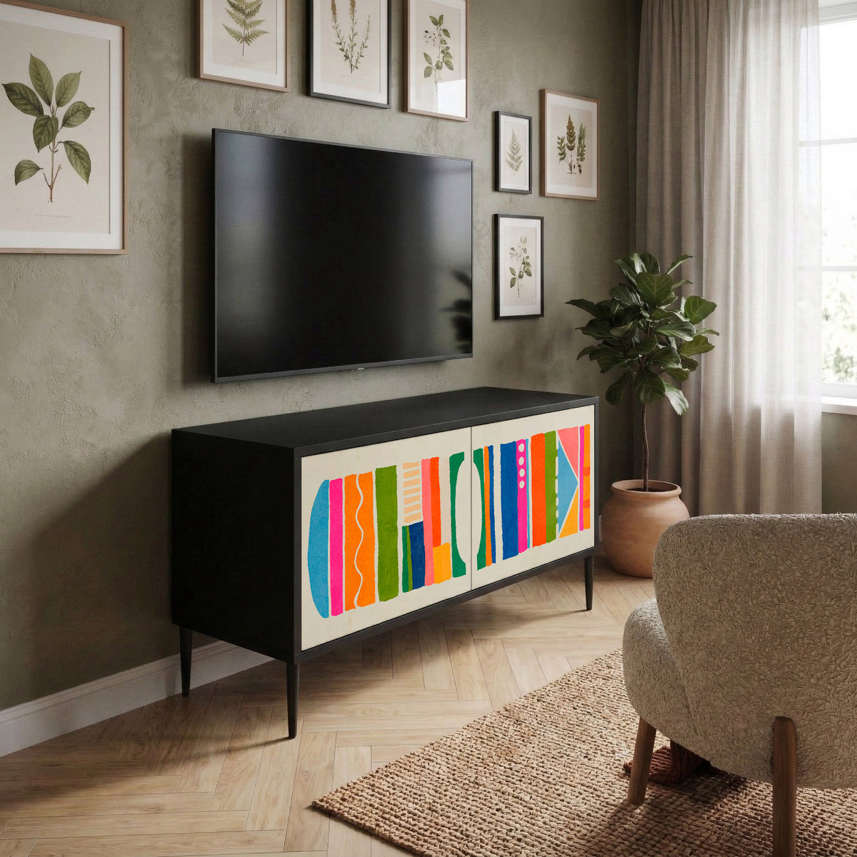 GEOMETRIC SHINE Mueble de TV Compacto de 2 puertas