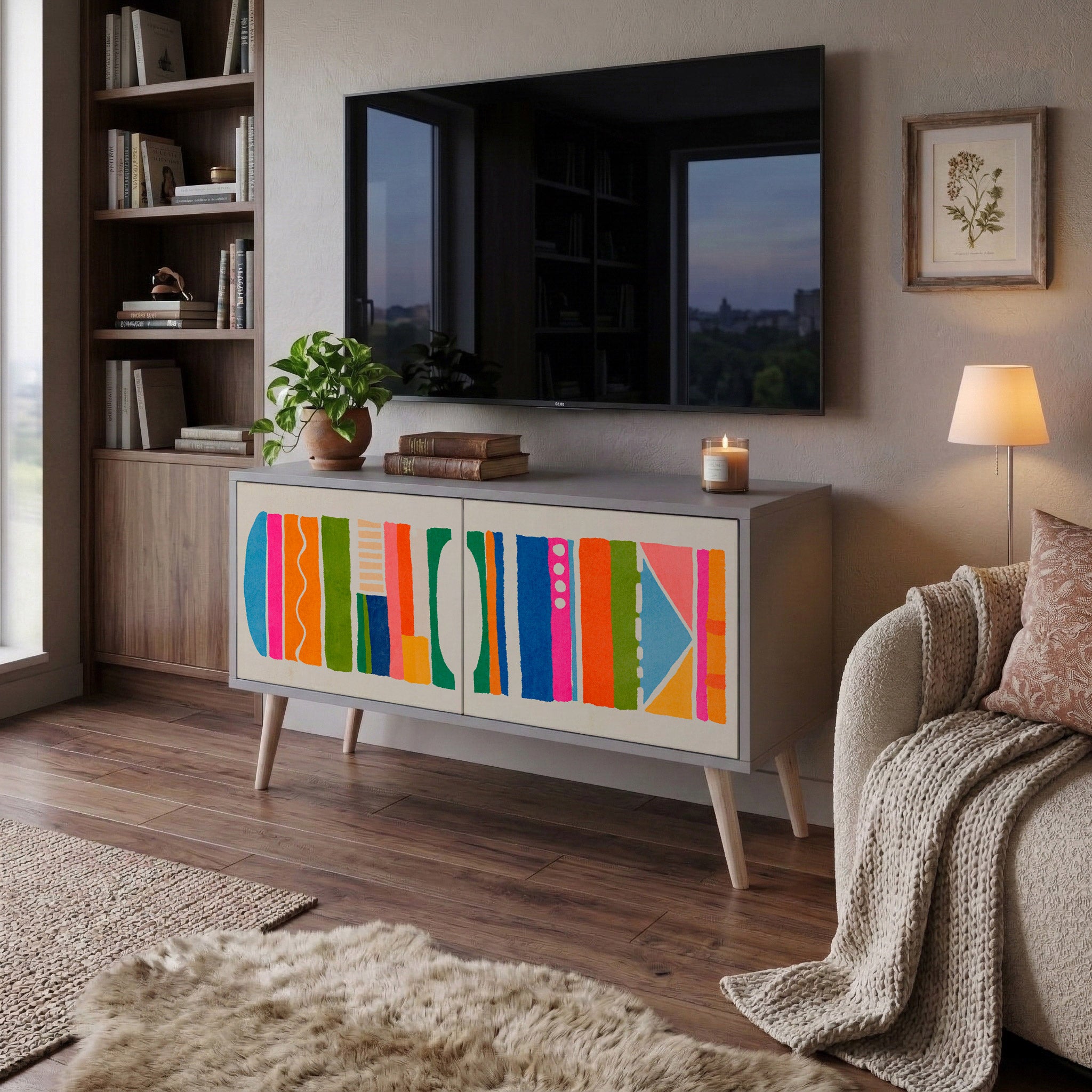 GEOMETRIC SHINE Mueble de TV Compacto de 2 puertas