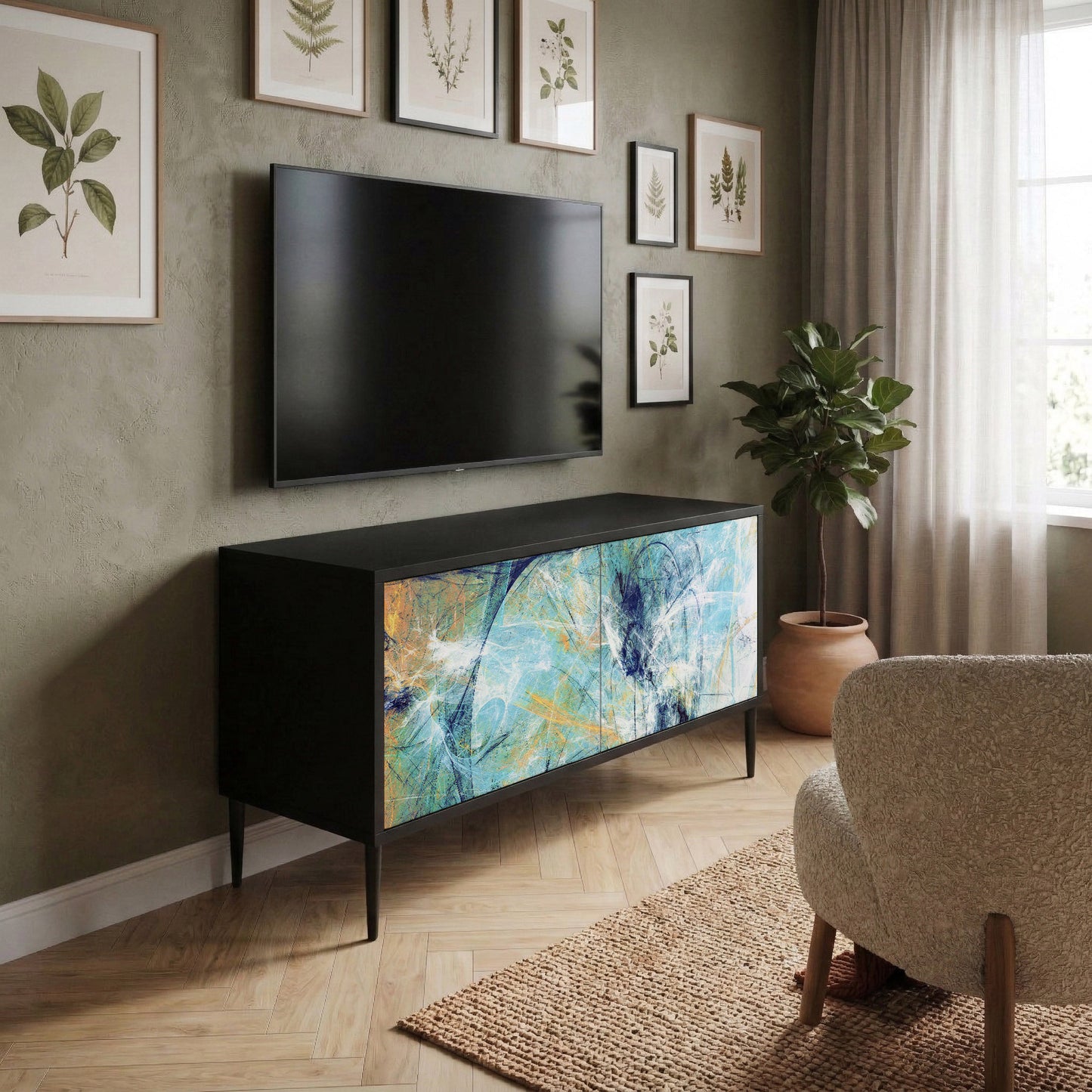 ABSTRACT THOUGHTS Mueble de TV Compacto de 2 puertas