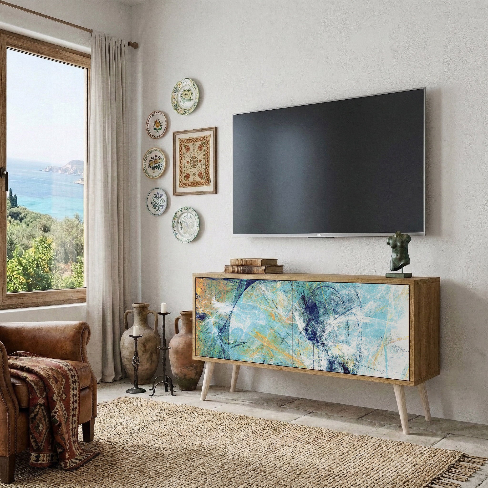 ABSTRACT THOUGHTS Mueble de TV Compacto de 2 puertas