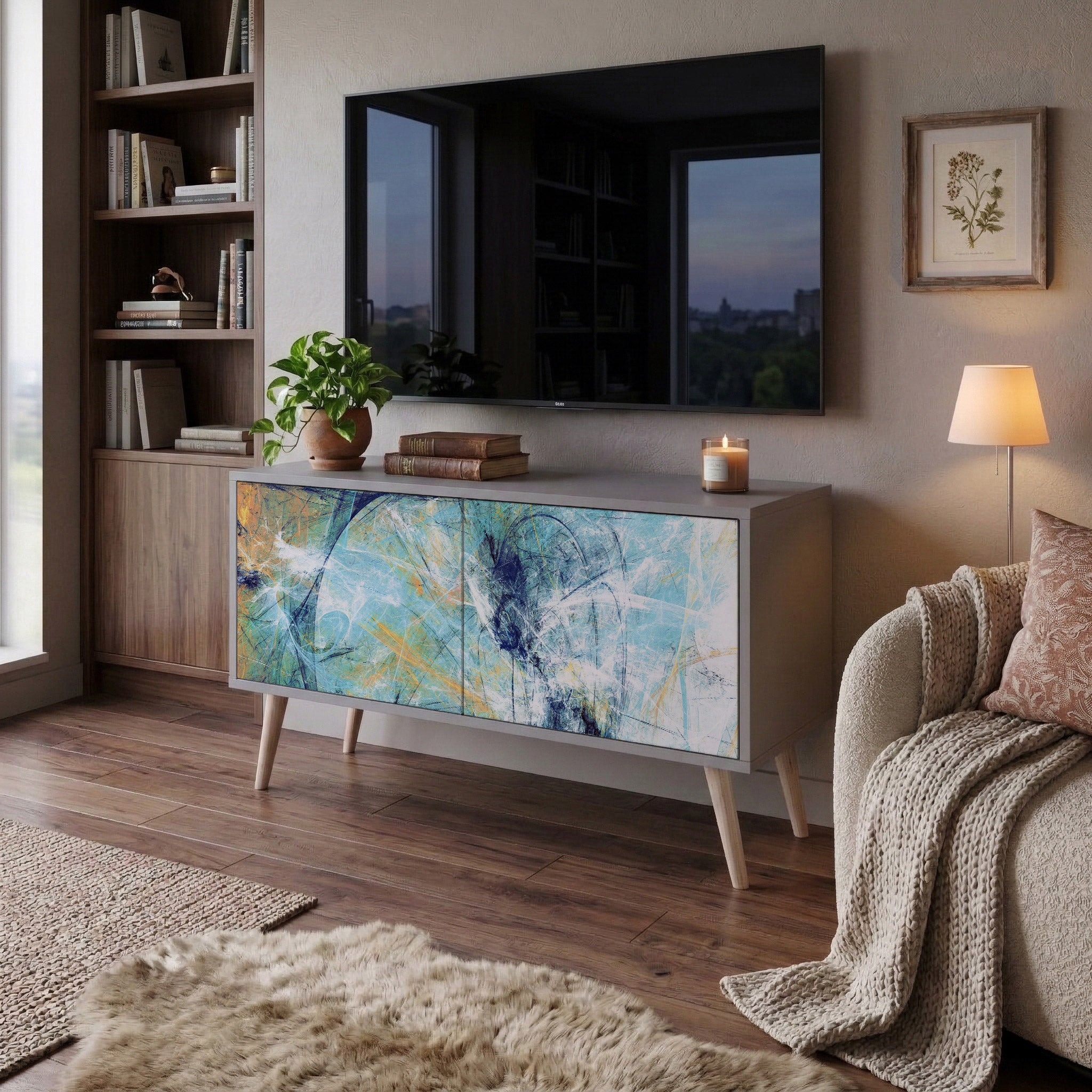 ABSTRACT THOUGHTS Mueble de TV Compacto de 2 puertas