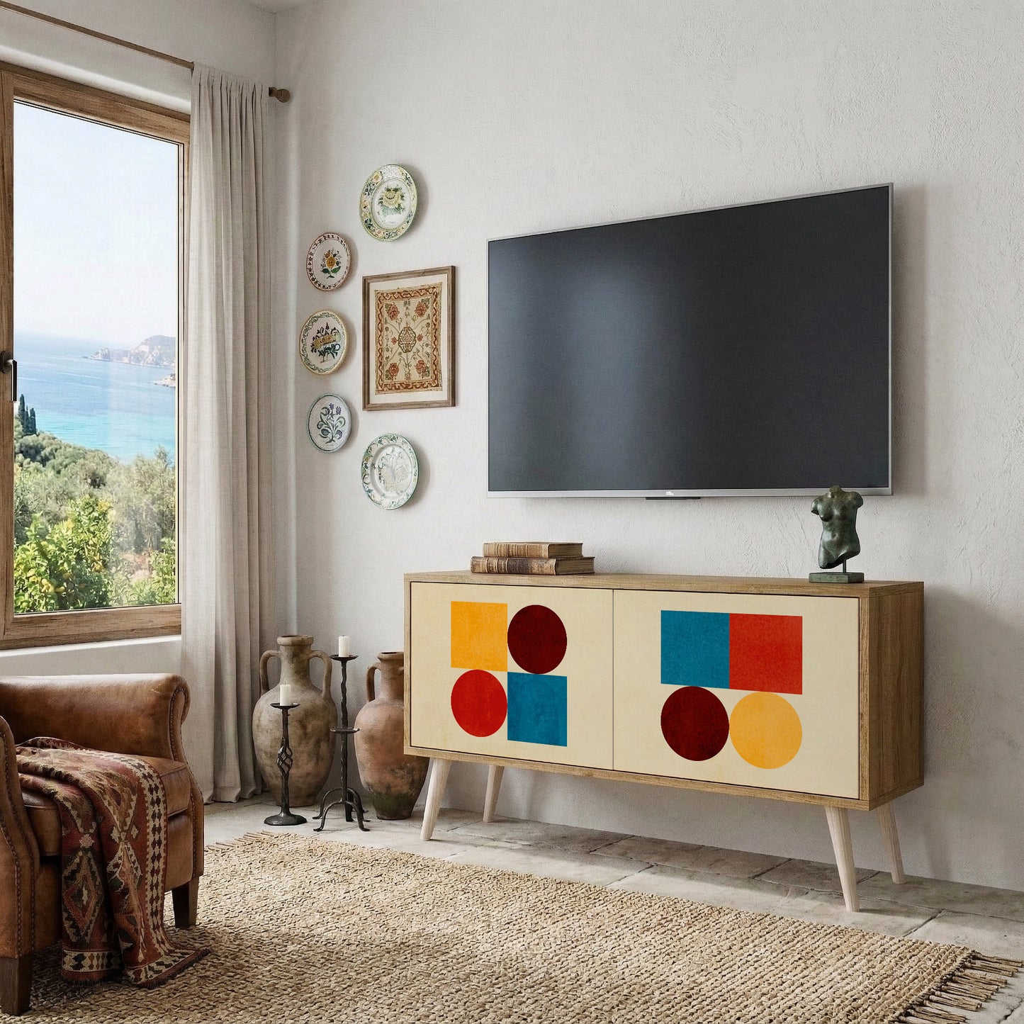 GEOMETRIC PUZZLE Mueble de TV Compacto de 2 puertas