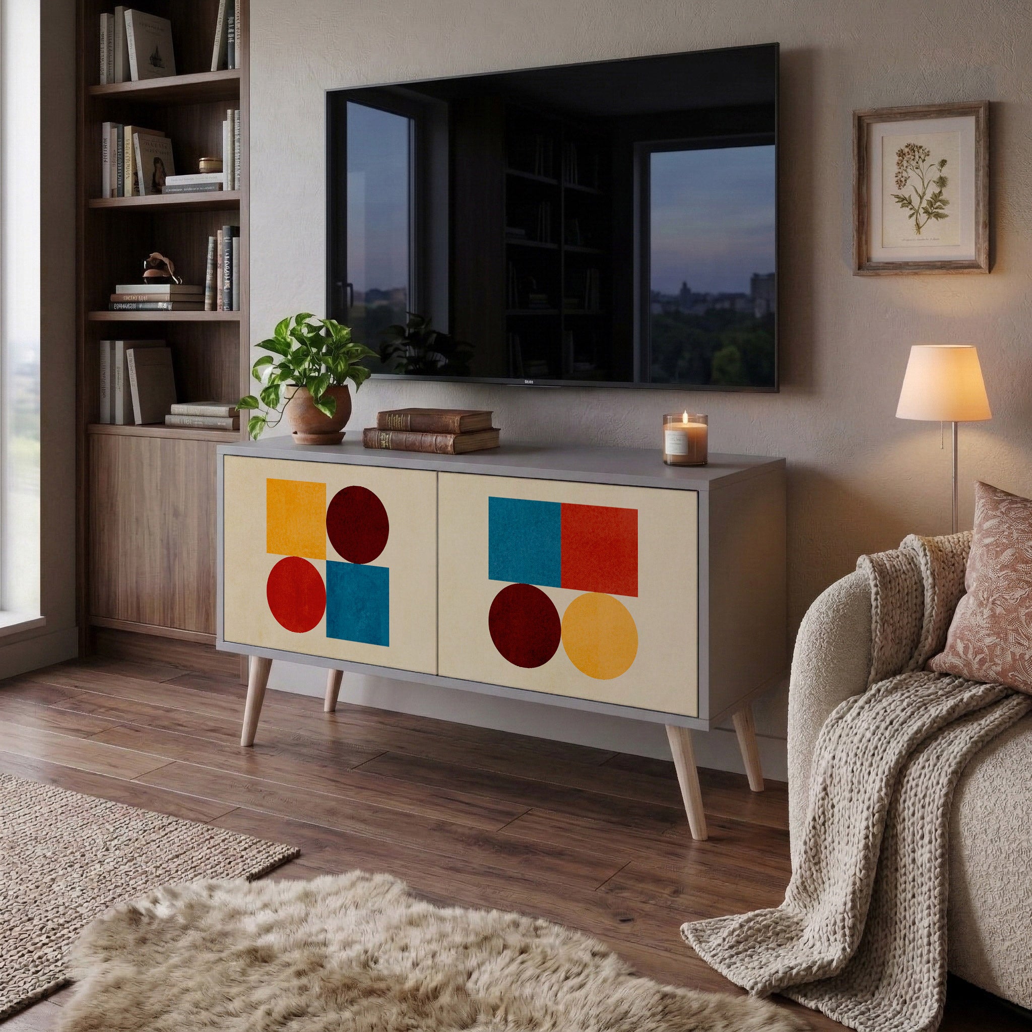 GEOMETRIC PUZZLE Mueble de TV Compacto de 2 puertas