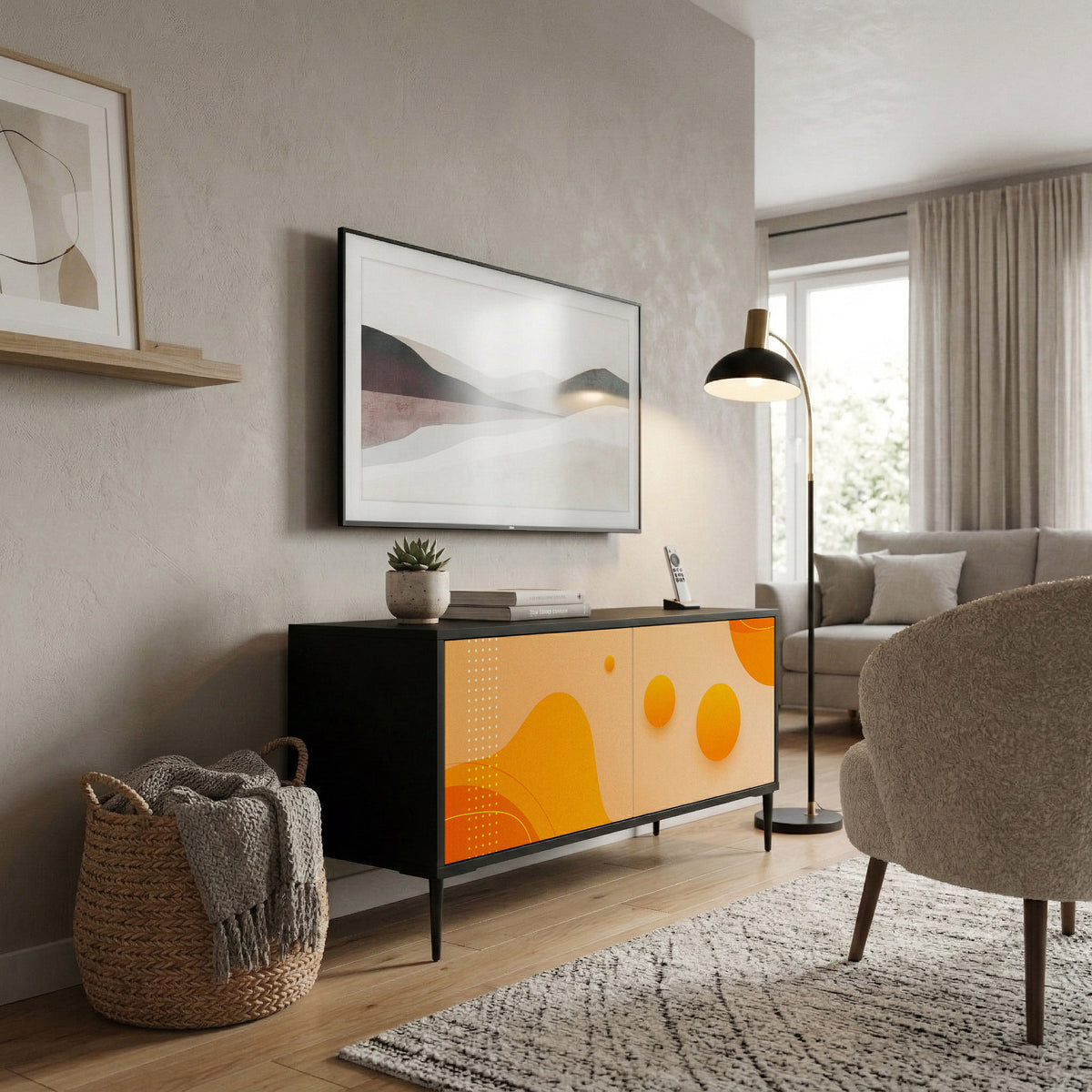 ORANGE ARRANGEMENT Mueble de TV Compacto de 2 puertas