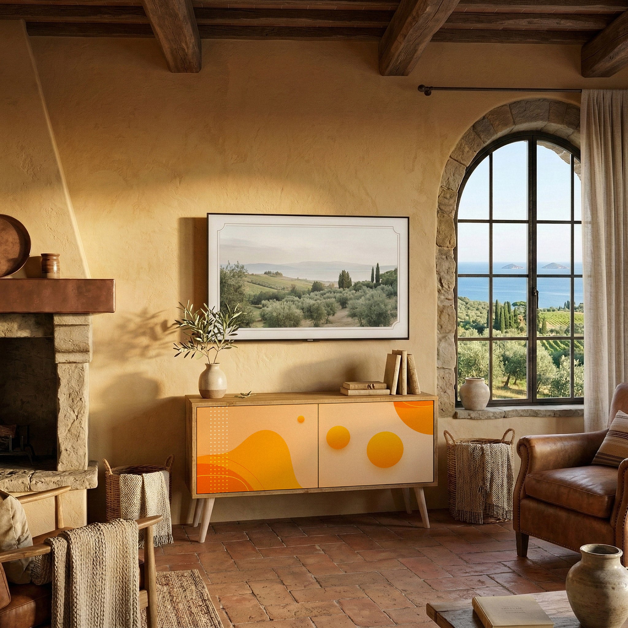 ORANGE ARRANGEMENT Mueble de TV Compacto de 2 puertas