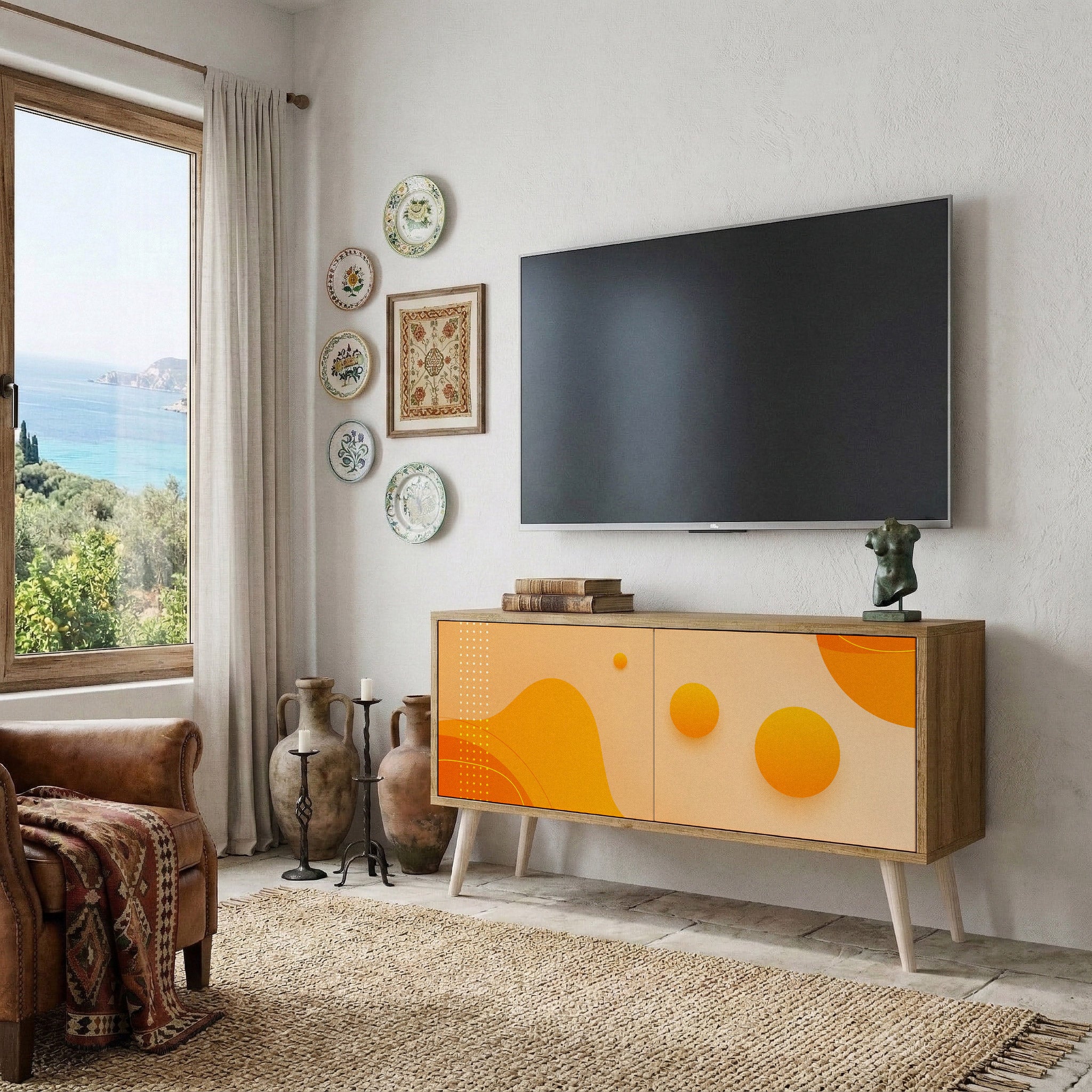 ORANGE ARRANGEMENT Mueble de TV Compacto de 2 puertas