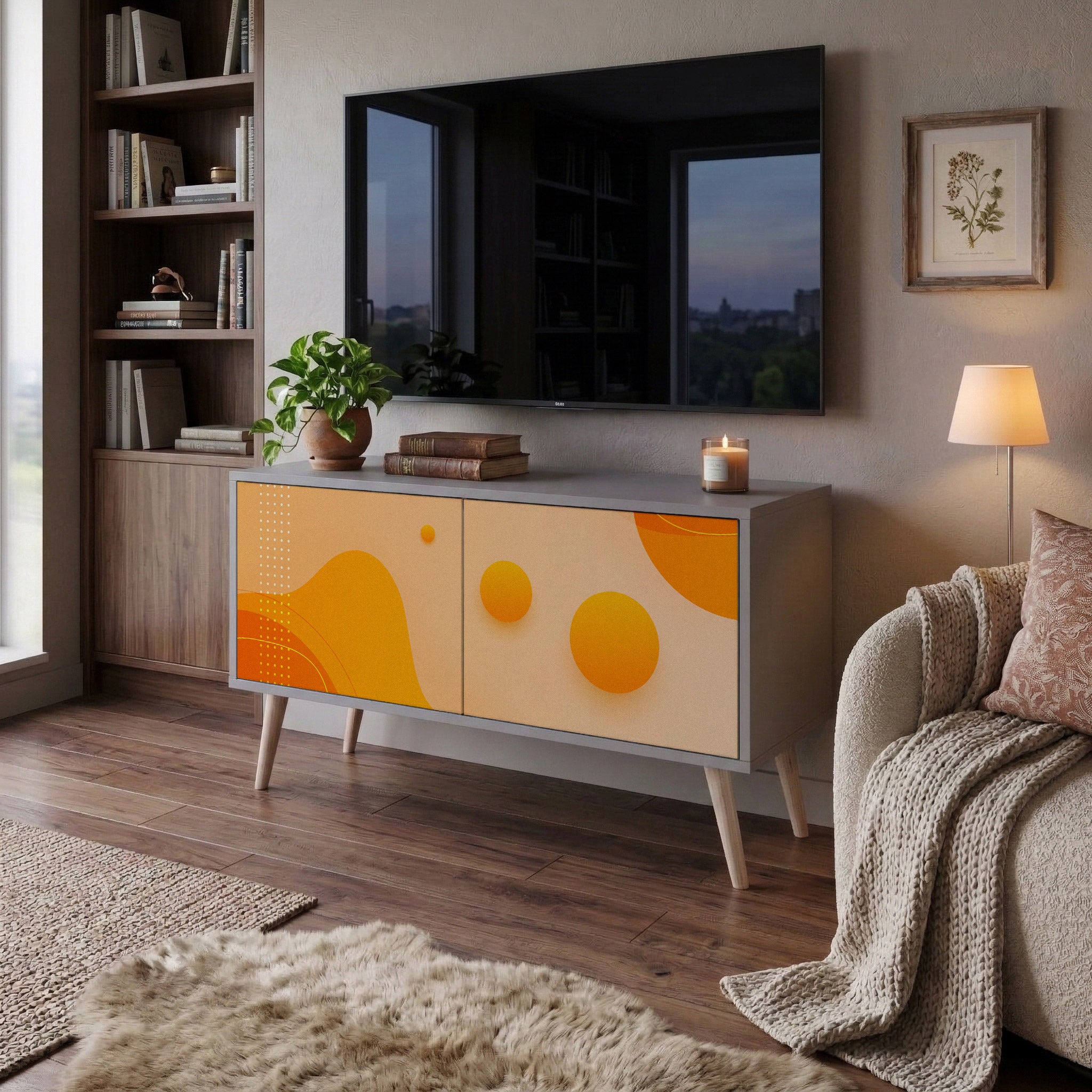 ORANGE ARRANGEMENT Mueble de TV Compacto de 2 puertas